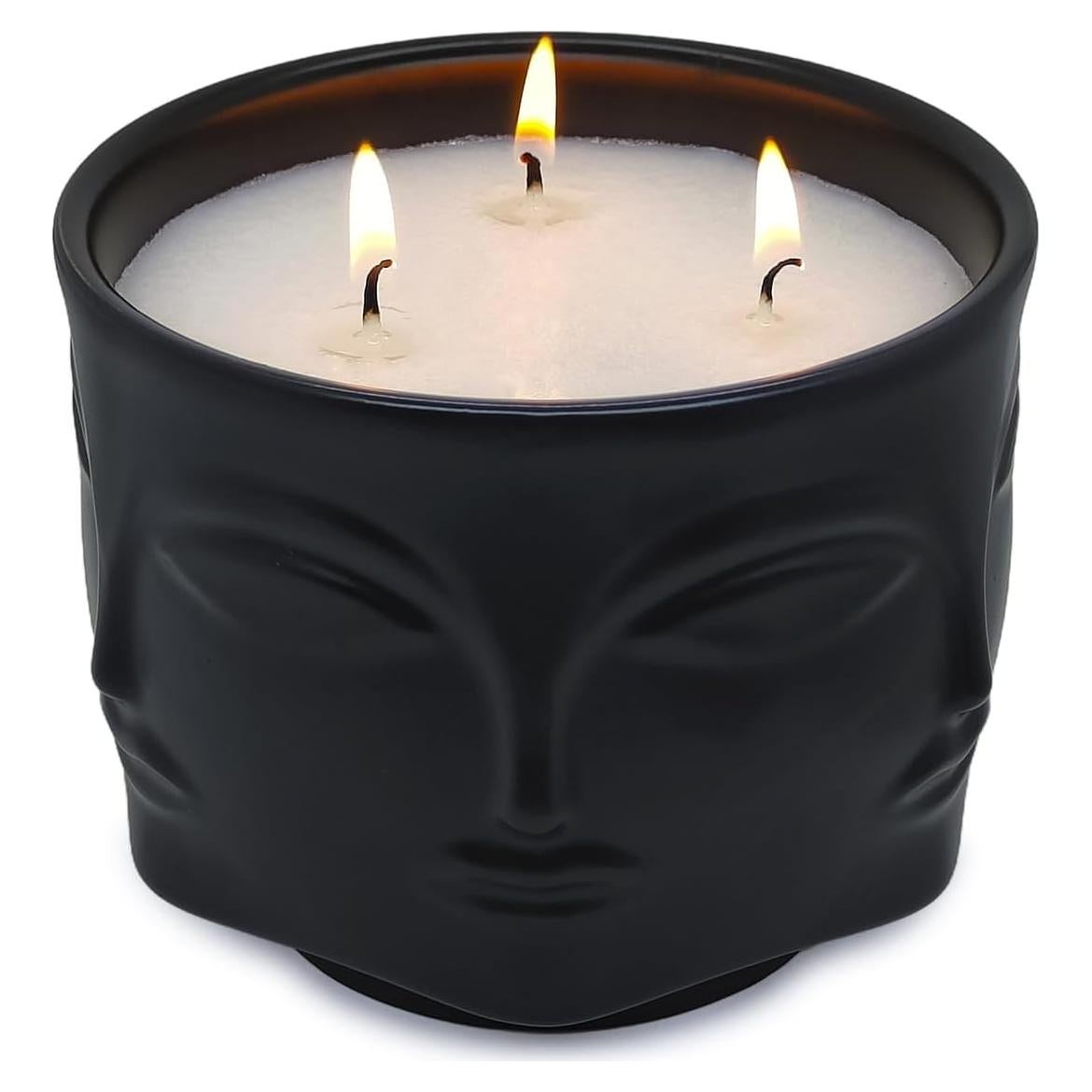 Vela Aromática de Soja 20 oz Cabeza de Buda Negra Lavanda