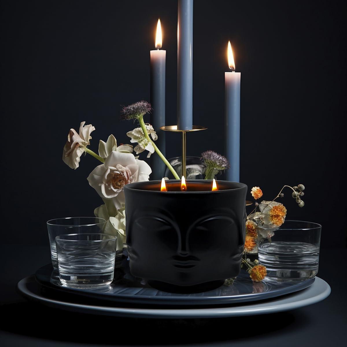 Vela Aromática de Soja 20 oz Cabeza de Buda Negra Lavanda