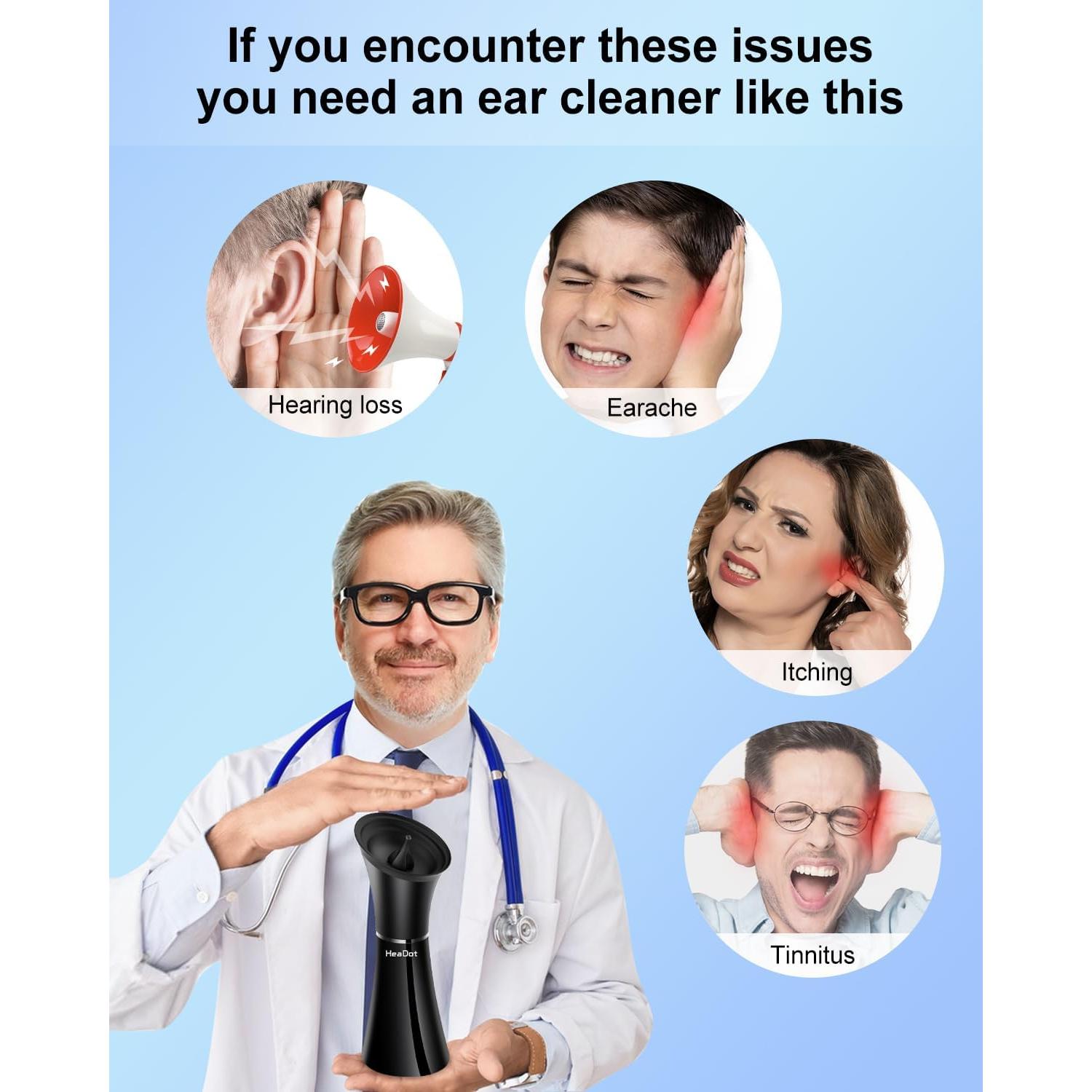 Limpiador de Oídos Eléctrico HeaDot con 4 Modos de Presión