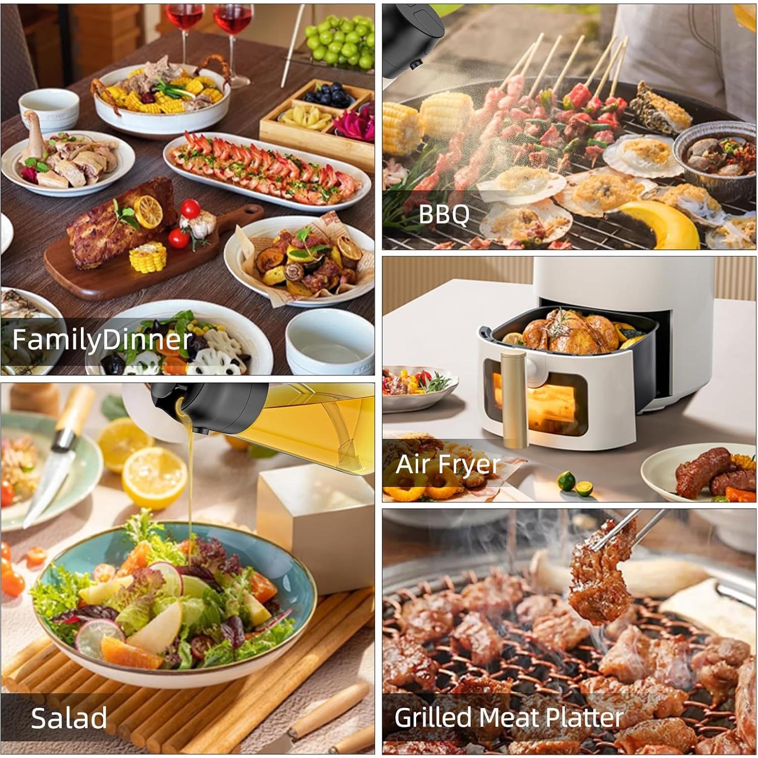 Rociador de Aceite de Oliva DOMHOAI 470ml Vidrio Reutilizable