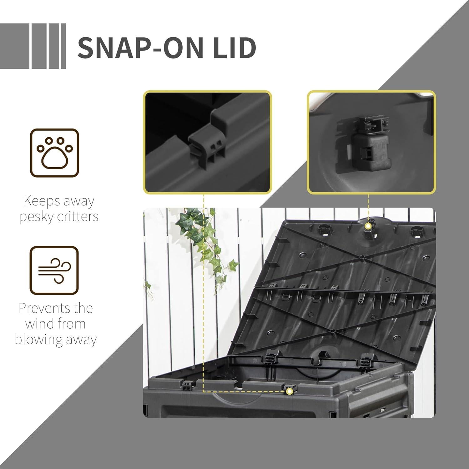 Bin de Compostaje Outsunny 120 Galones 450L Negro con 80 Ventilaciones