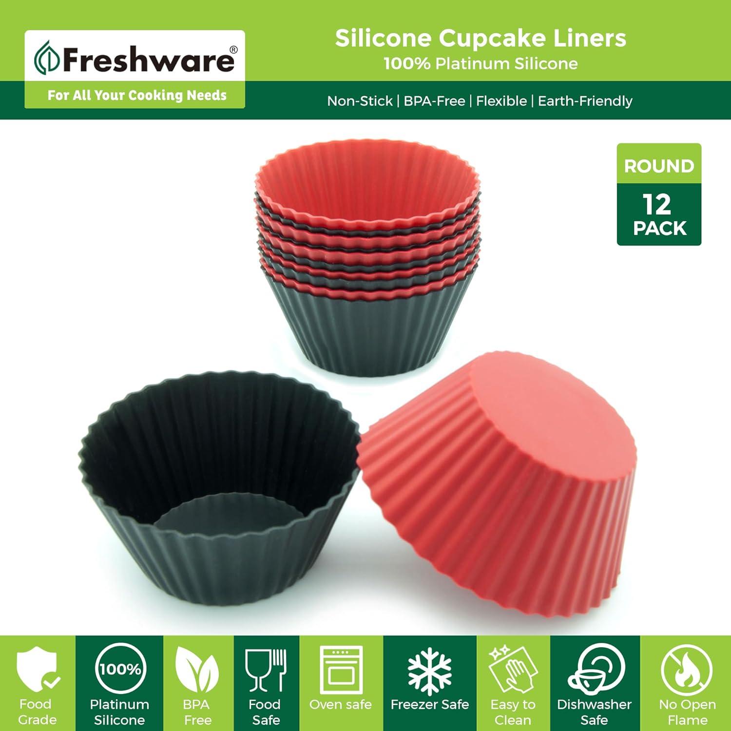Forros de Silicona Reutilizables Freshware, 12 Tazas para Muffin