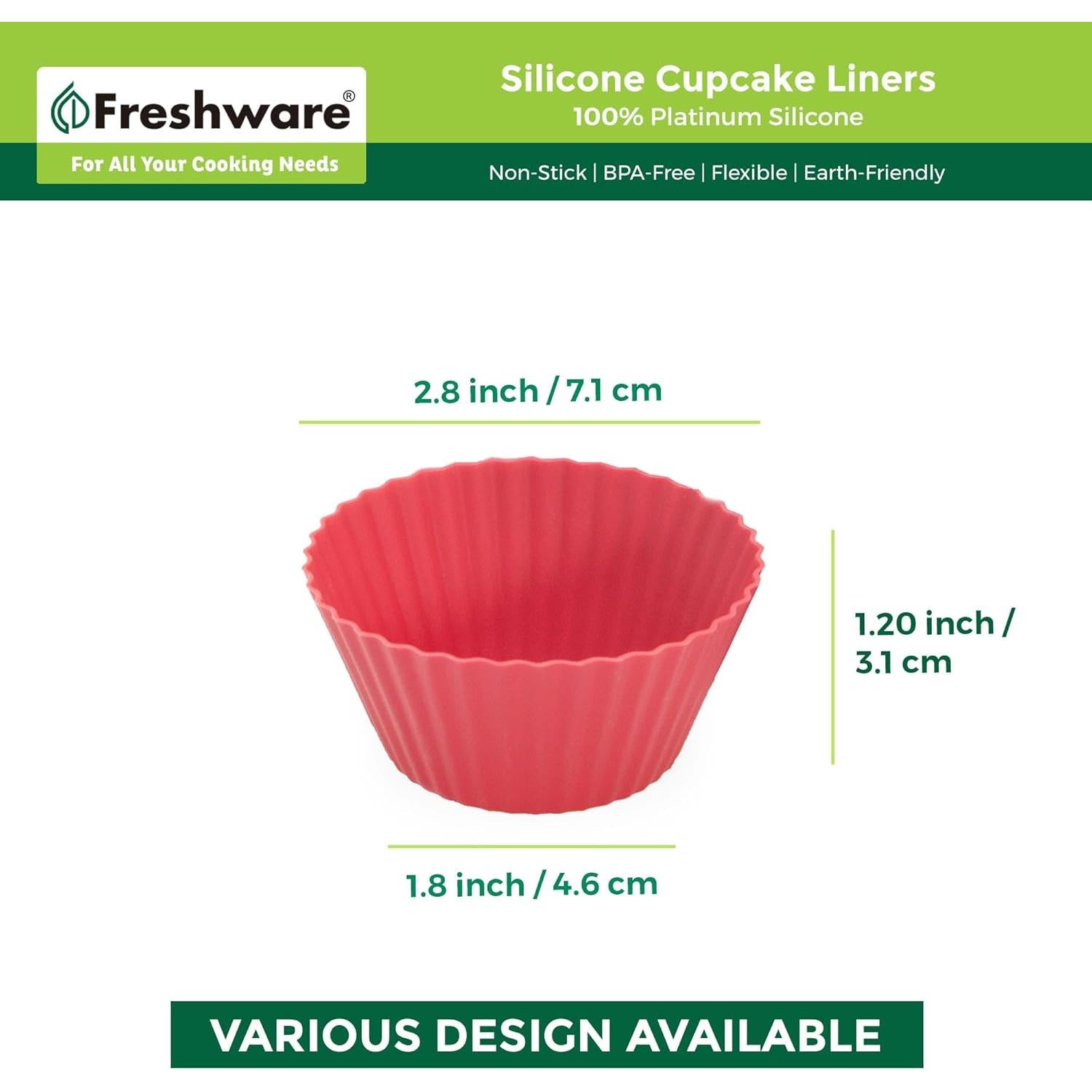Forros de Silicona Reutilizables Freshware, 12 Tazas para Muffin