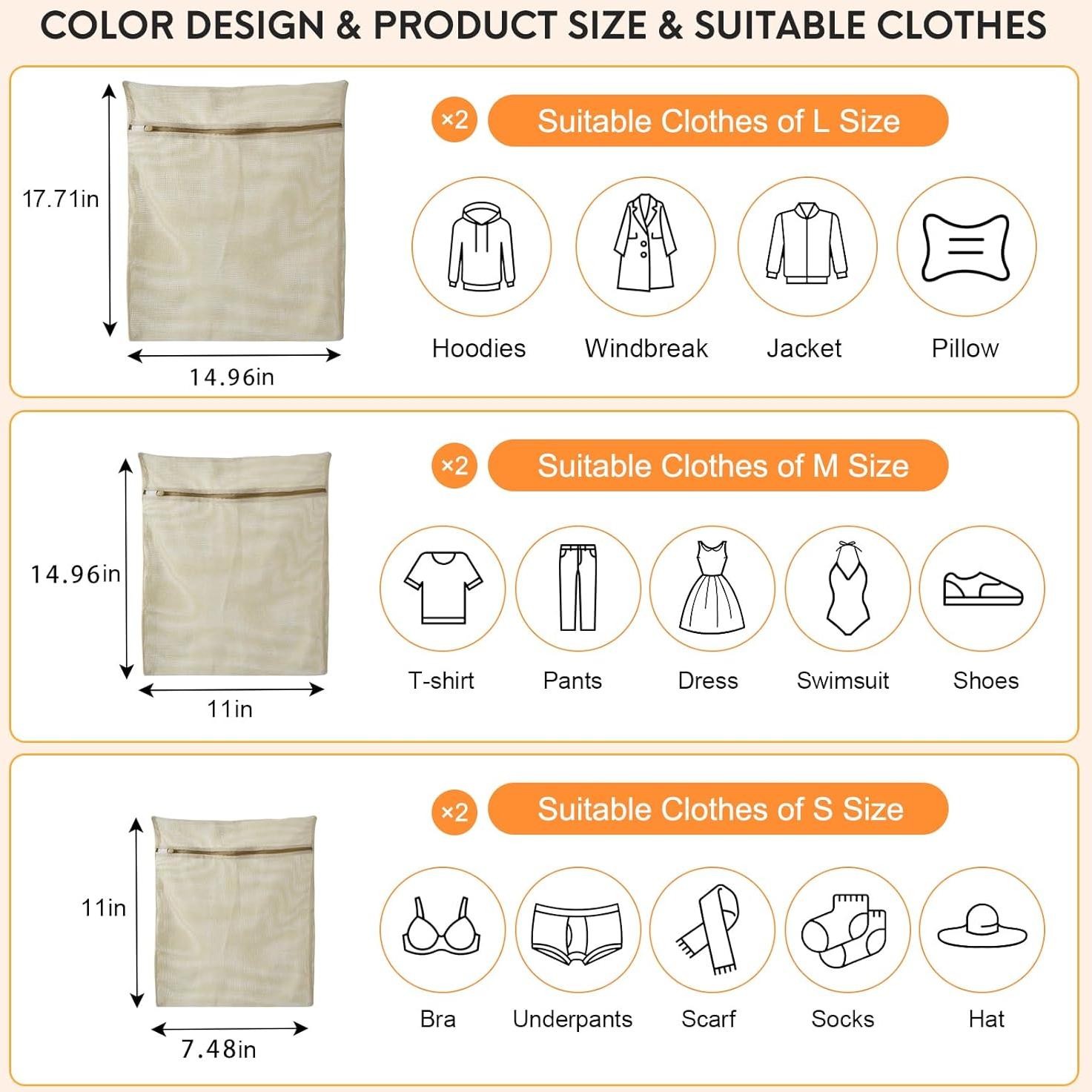 Bolsa de Lavandería de Malla Algodón 6 Piezas NAHADS