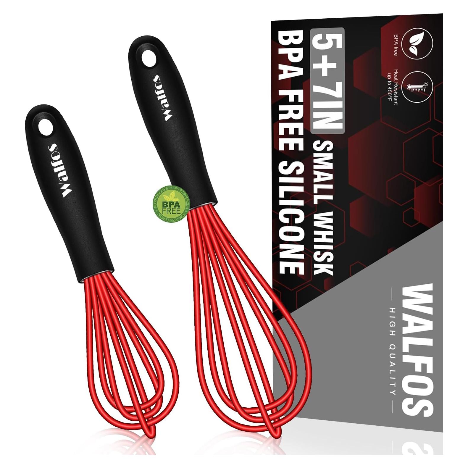 Batidor Mini Walfos Rojo 5 y 7 pulgadas Silicona Antideslizante