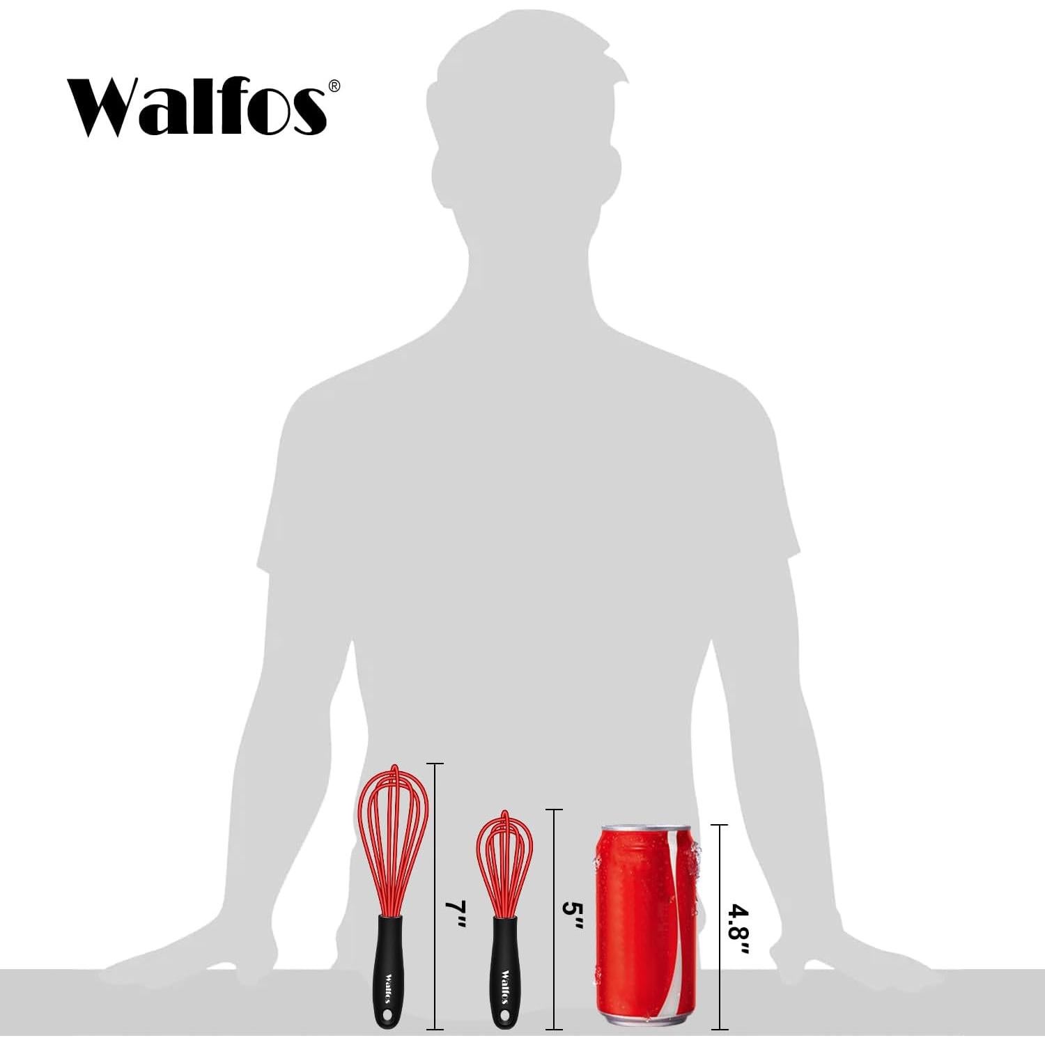 Batidor Mini Walfos Rojo 5 y 7 pulgadas Silicona Antideslizante