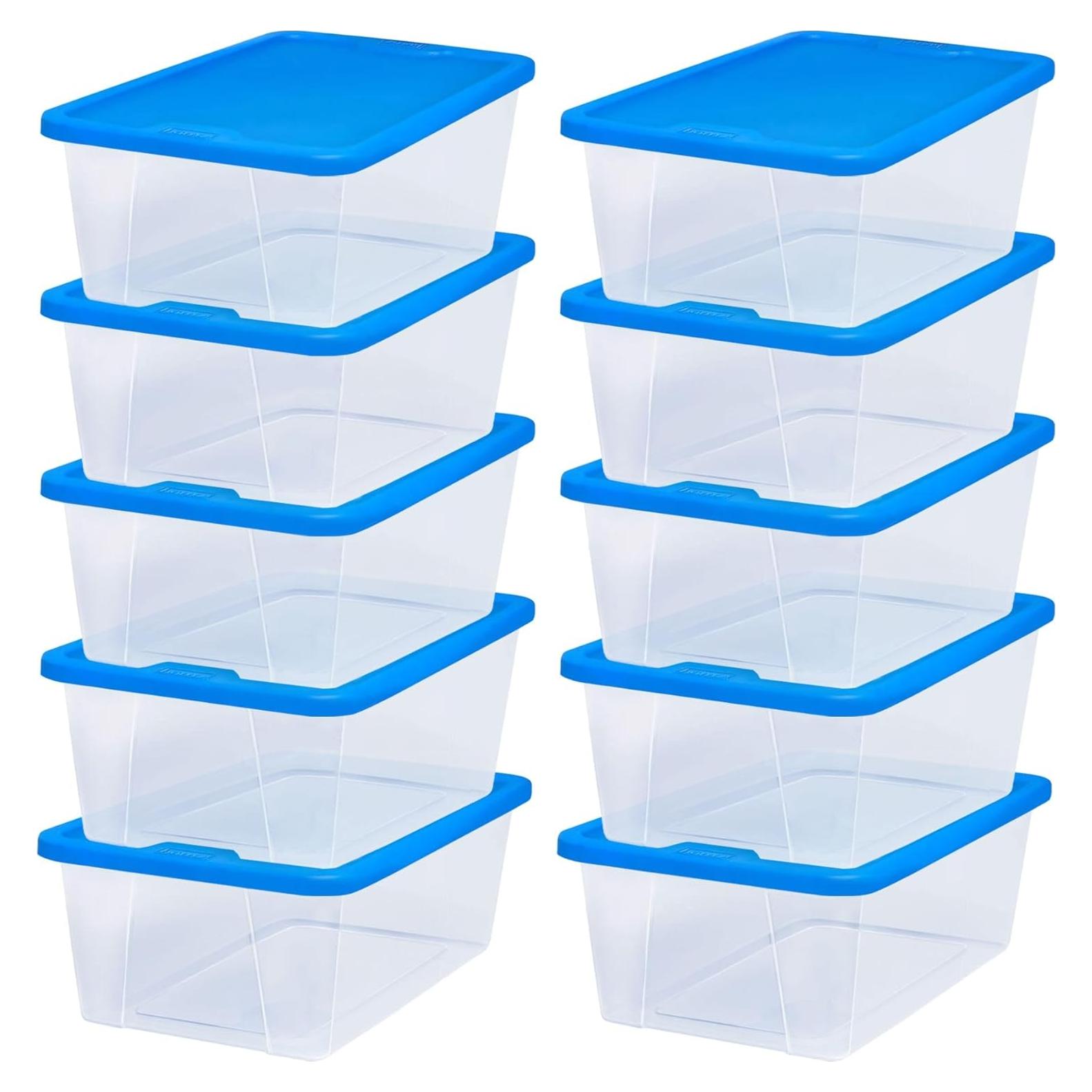 HOMZ Organizadores de Almacenamiento Plástico 10 Piezas 6QT Azul