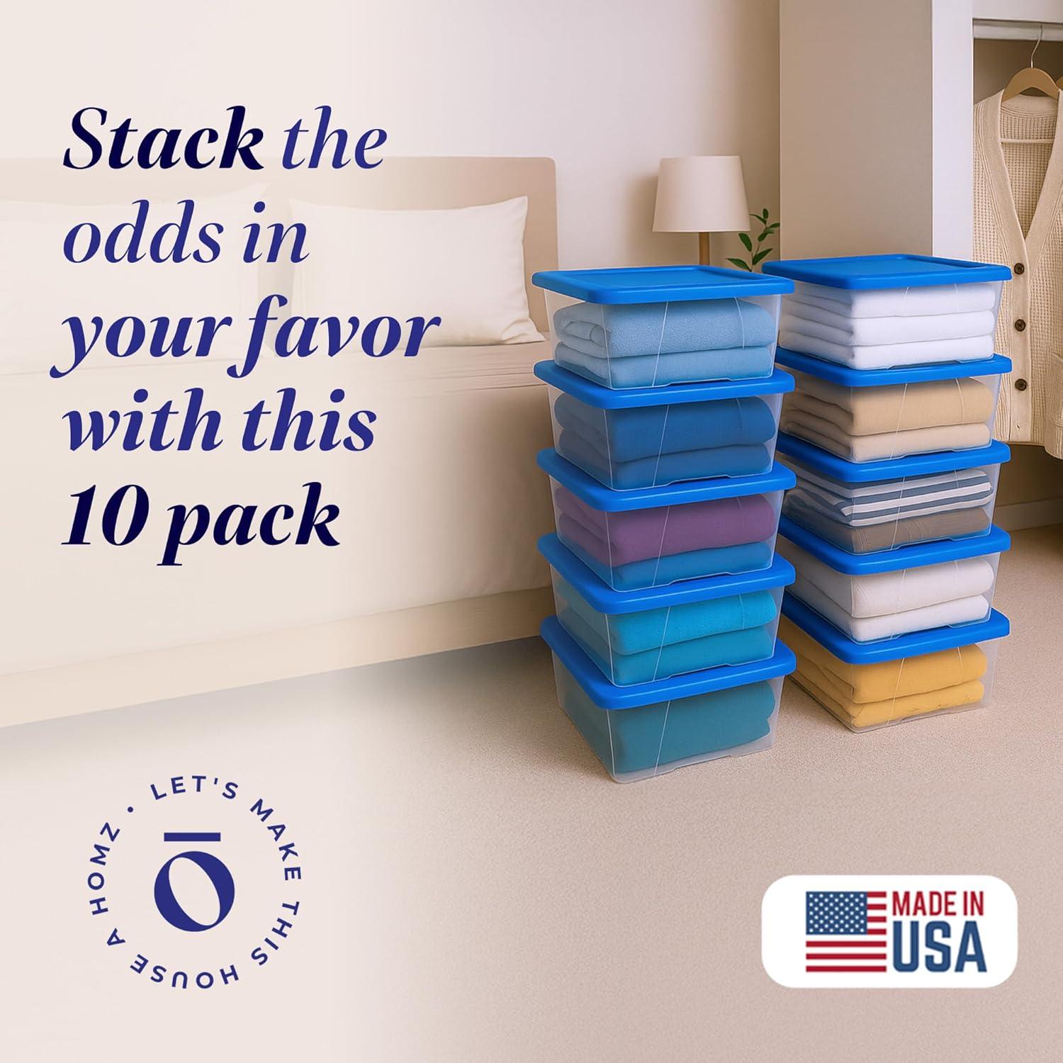 HOMZ Organizadores de Almacenamiento Plástico 10 Piezas 6QT Azul