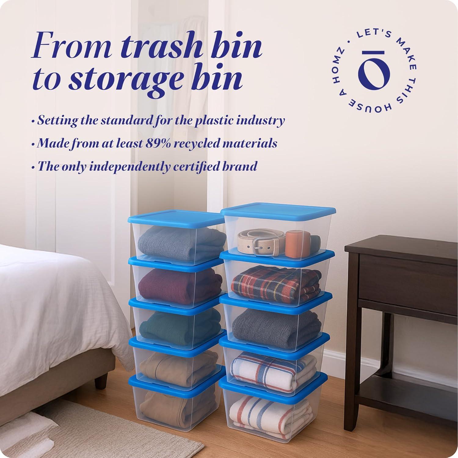 HOMZ Organizadores de Almacenamiento Plástico 10 Piezas 6QT Azul