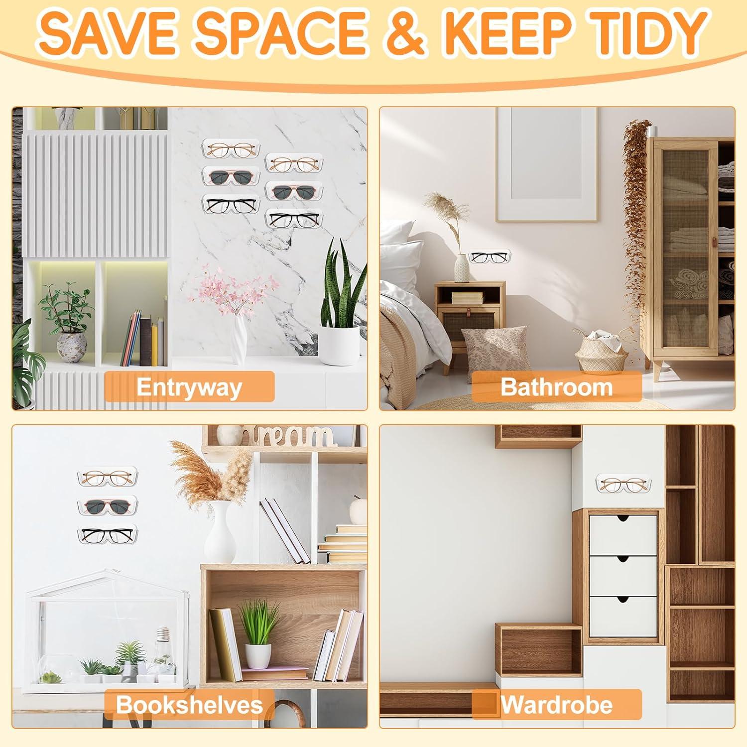 Organizador de Gafas de Sol de Pared Willinglong 6 Piezas Transparente