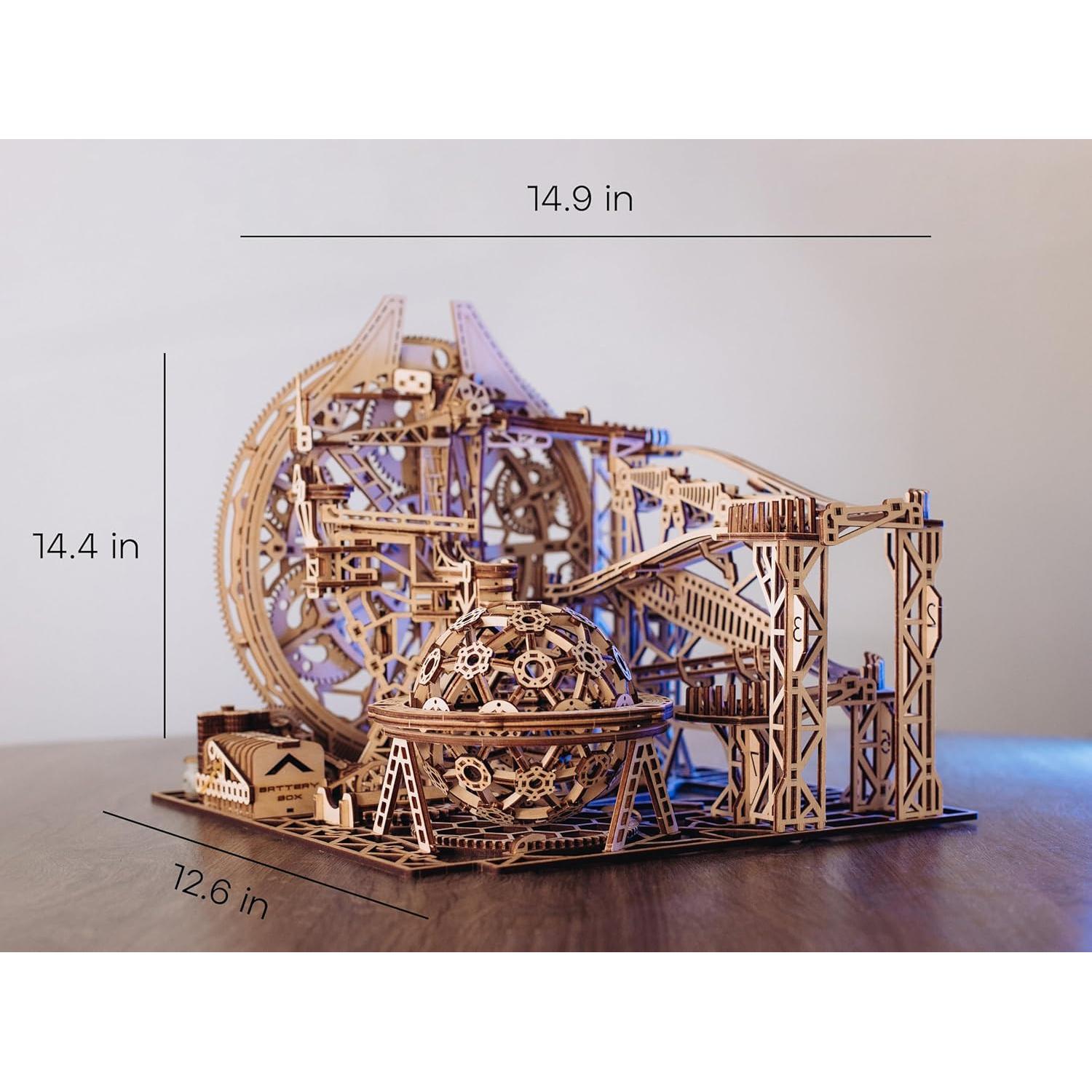 Wood Trick Carrera de Canicas Eléctrica 3D - 38x36 cm