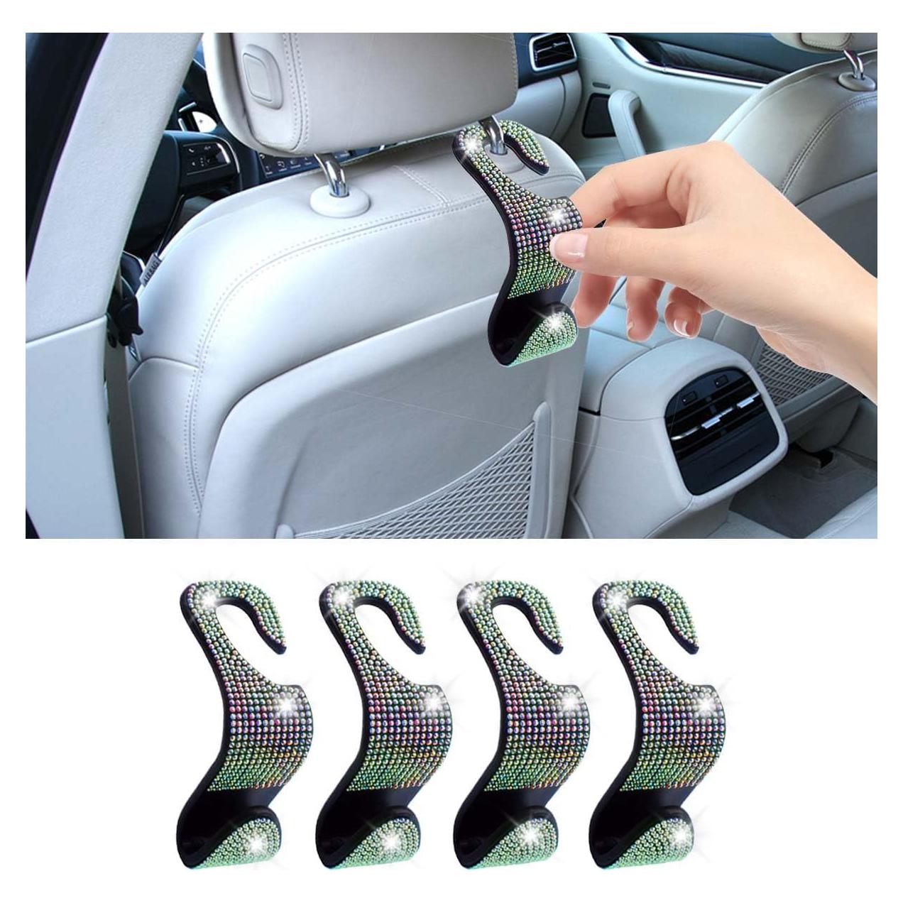 4 Ganchos para Reposacabezas de Coche LAINLOY con Strass