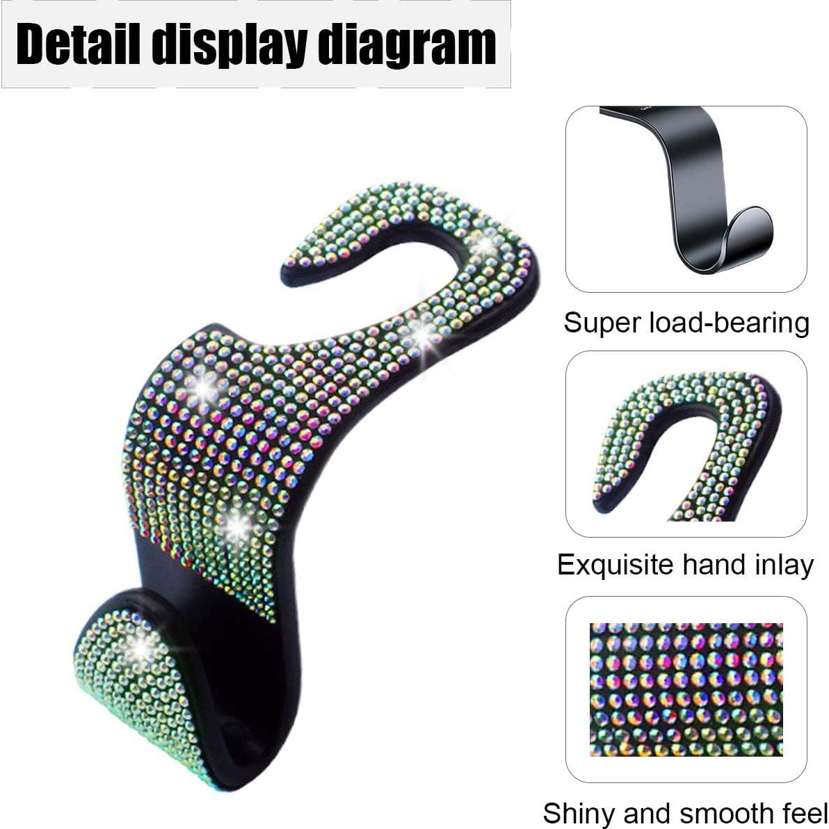 4 Ganchos para Reposacabezas de Coche LAINLOY con Strass