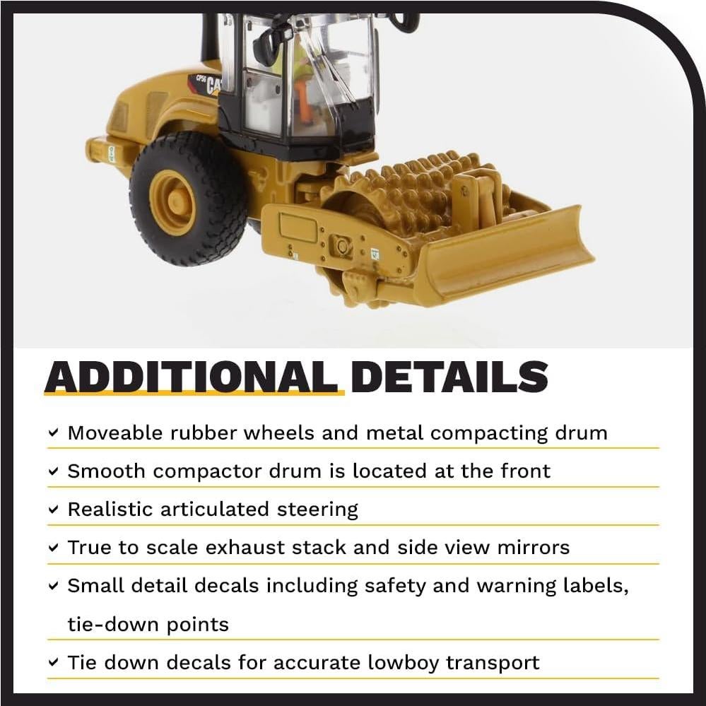 Caterpillar CP56 Padfoot Compactor Diecast 1:87 Detalles