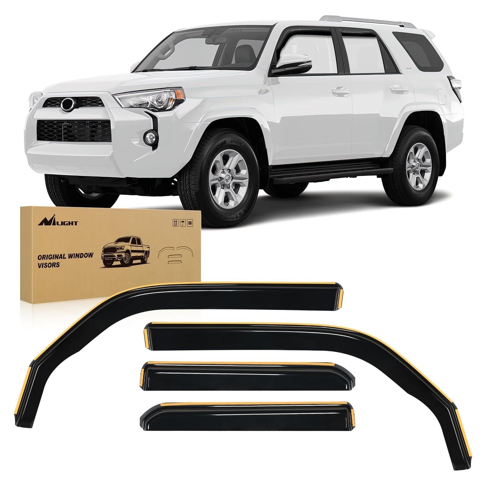Nilight Durable Rain Guards for Toyota 4Runner 2010 2011 2012 2013 2014 2015 2016 2017 2018 2019 2020 2021 2022 2023 2024 Vent Window Visors, 4 Pieces