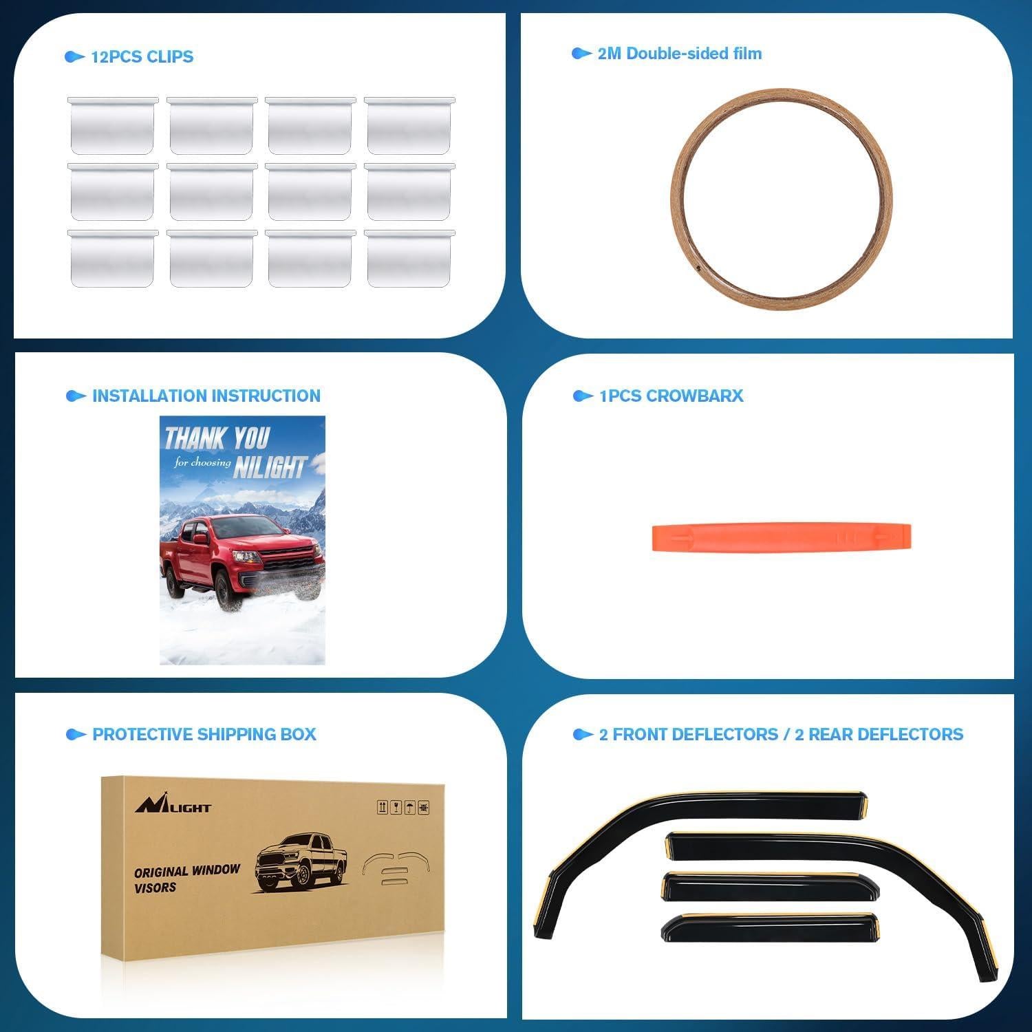 Nilight Durable Rain Guards for Toyota 4Runner 2010 2011 2012 2013 2014 2015 2016 2017 2018 2019 2020 2021 2022 2023 2024 Vent Window Visors, 4 Pieces