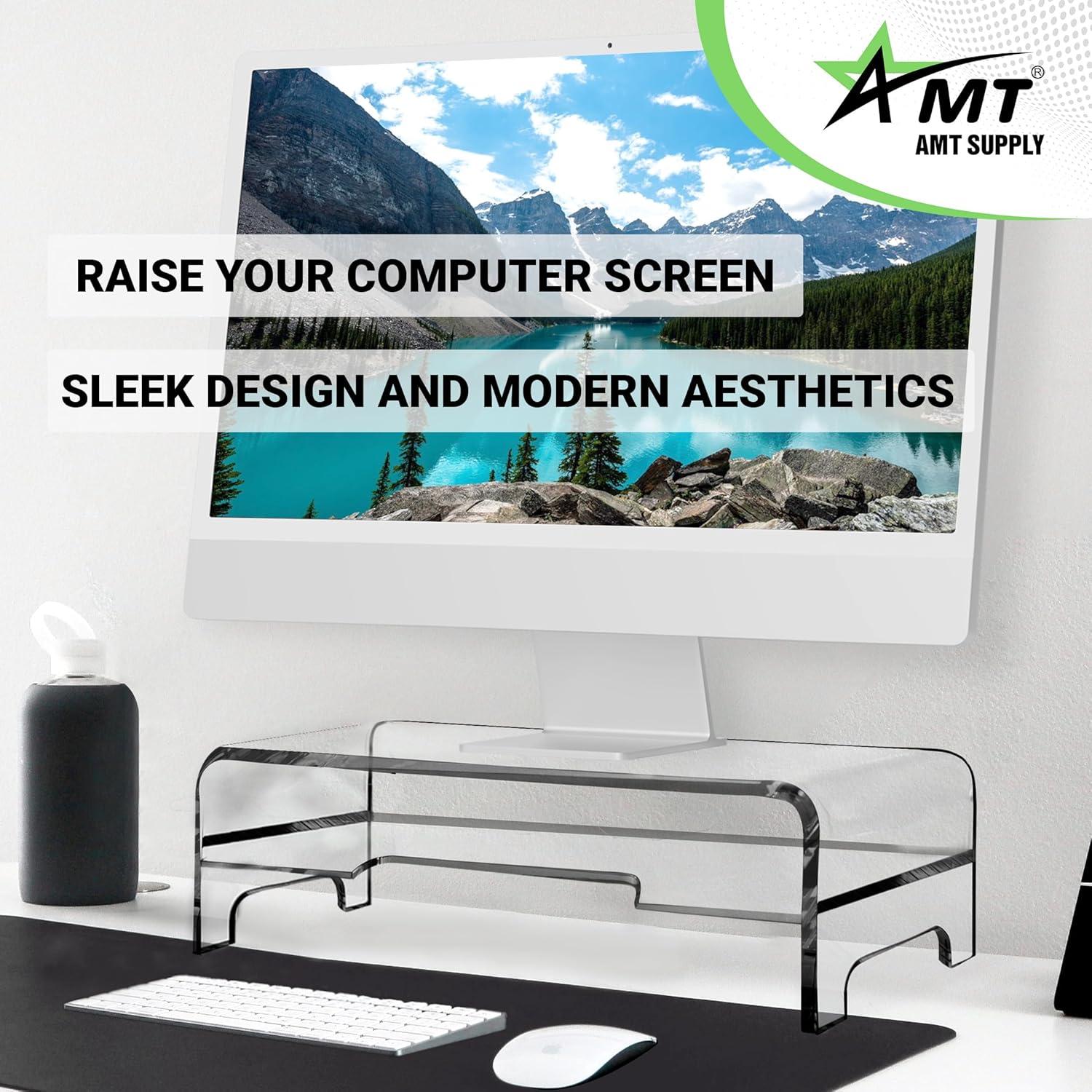 Soporte Elevador de Monitor AMT Acrílico 2 Niveles 14 cm