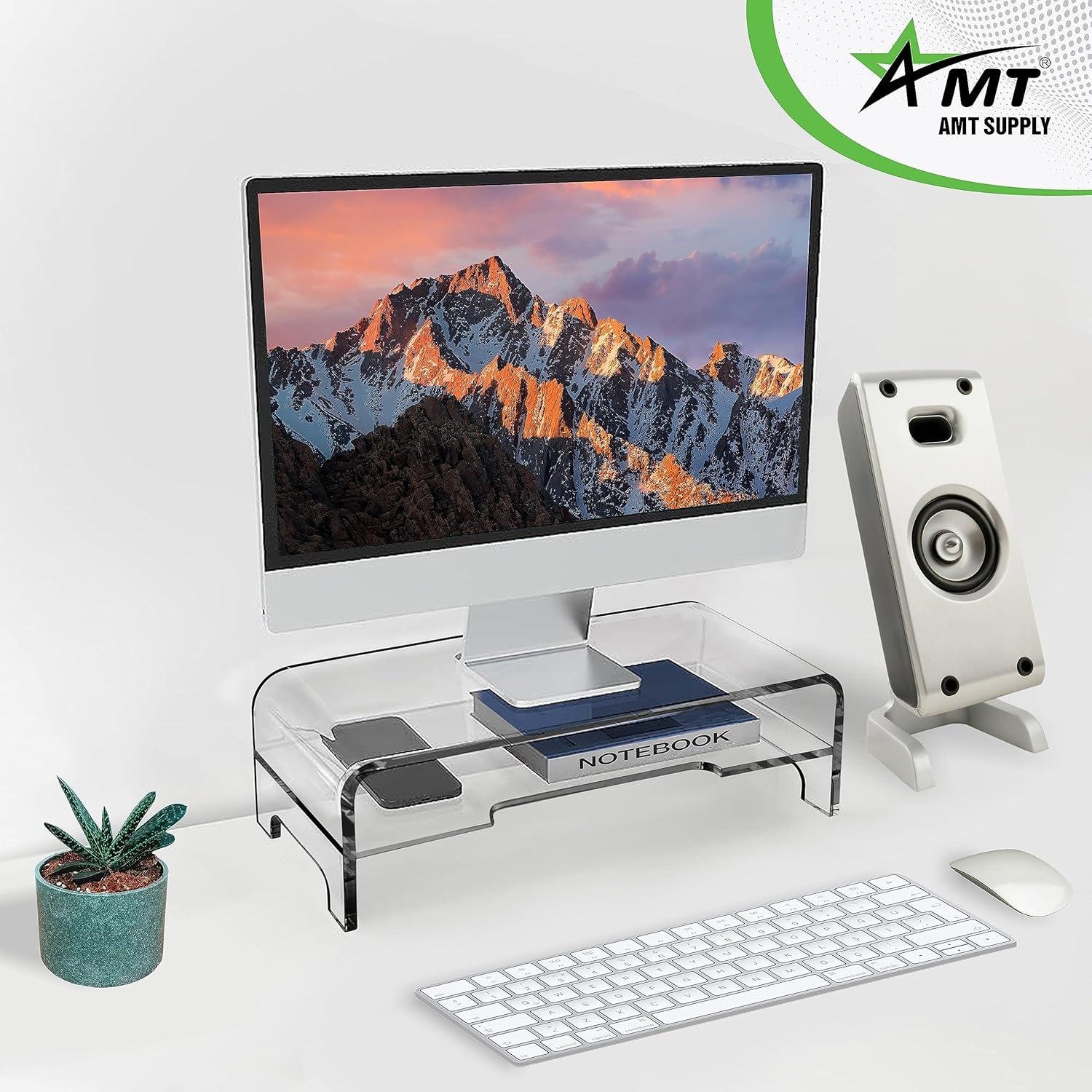 Soporte Elevador de Monitor AMT Acrílico 2 Niveles 14 cm