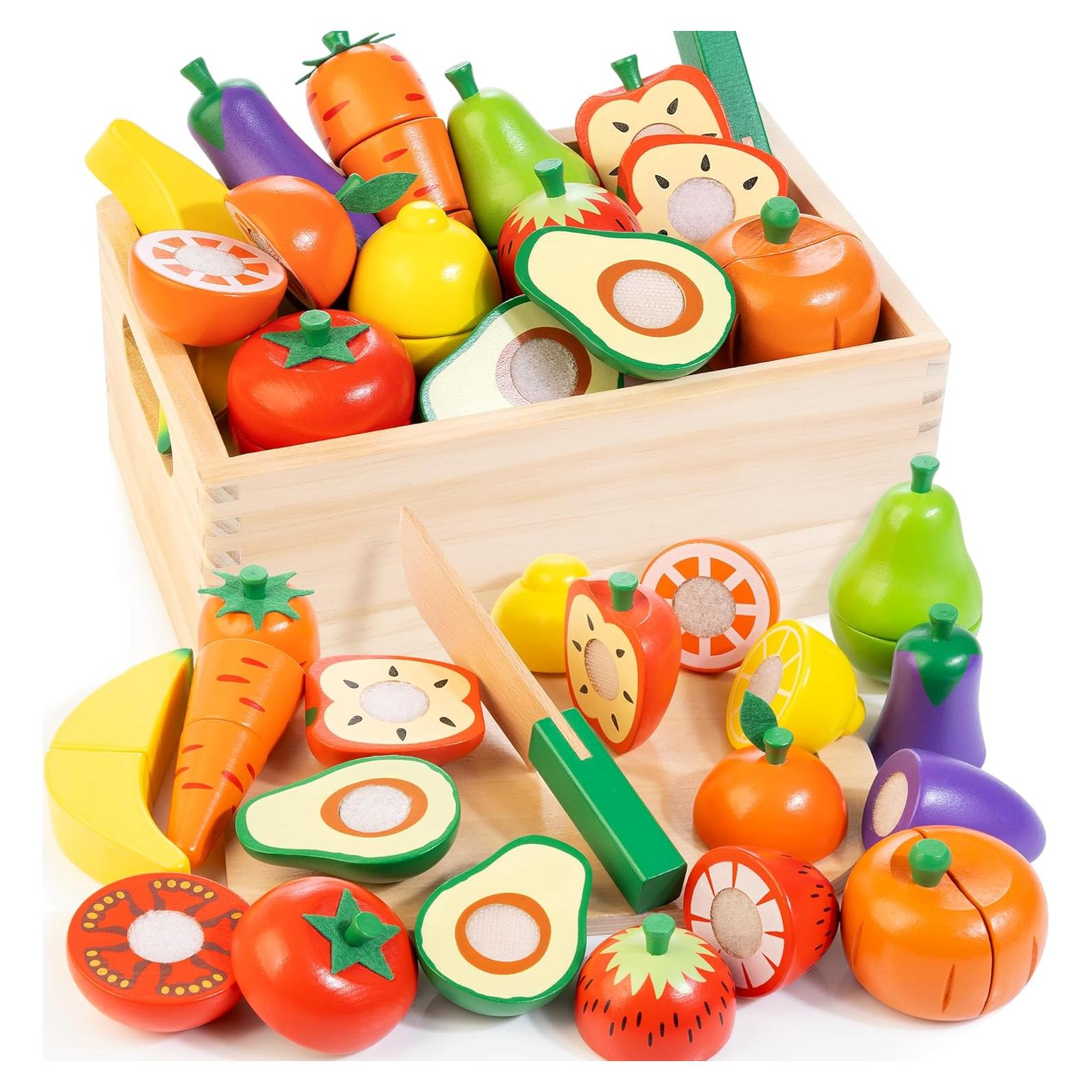 Set de Comida de Juguete de Madera WOODMAM Frutas y Verduras