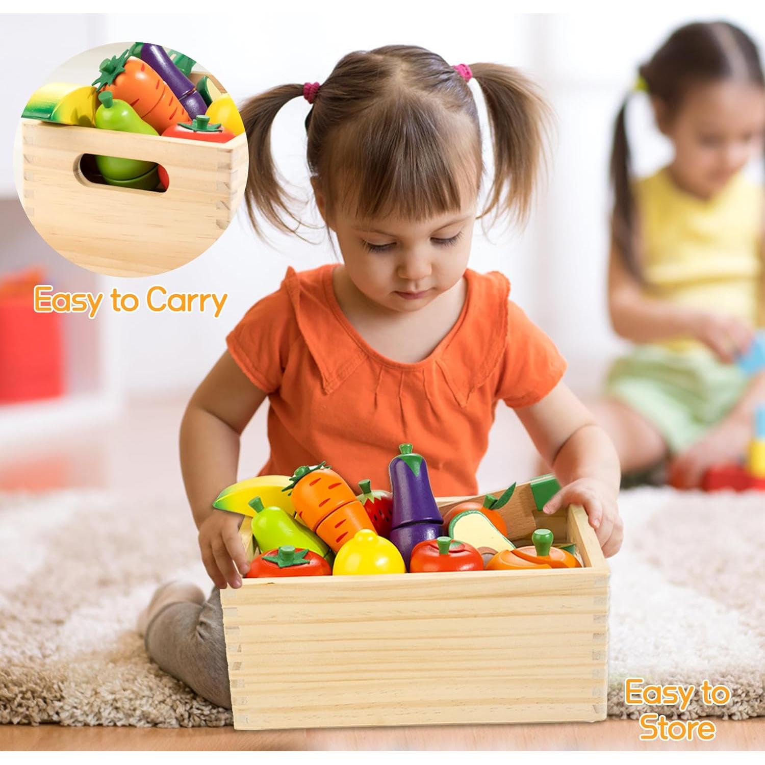 Set de Comida de Juguete de Madera WOODMAM Frutas y Verduras