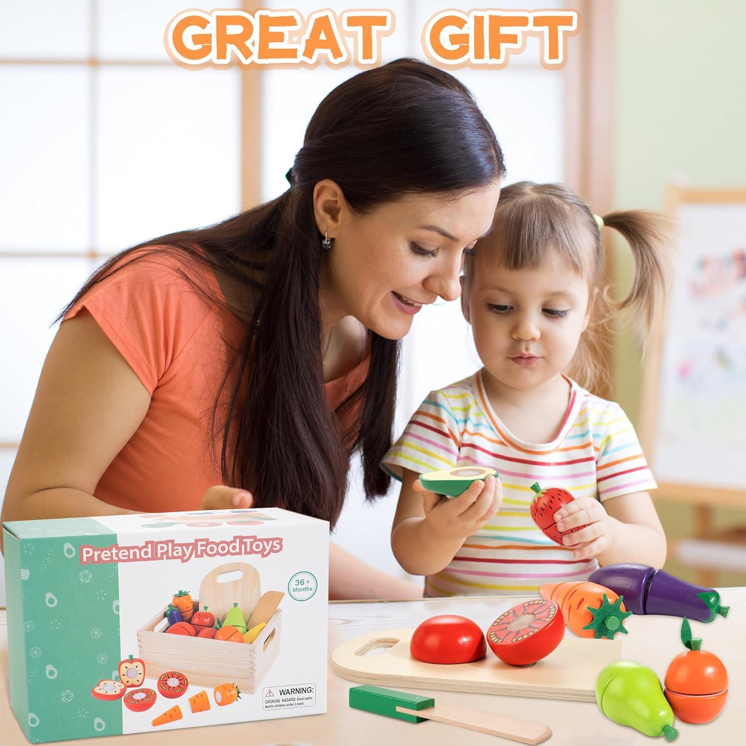 Set de Comida de Juguete de Madera WOODMAM Frutas y Verduras