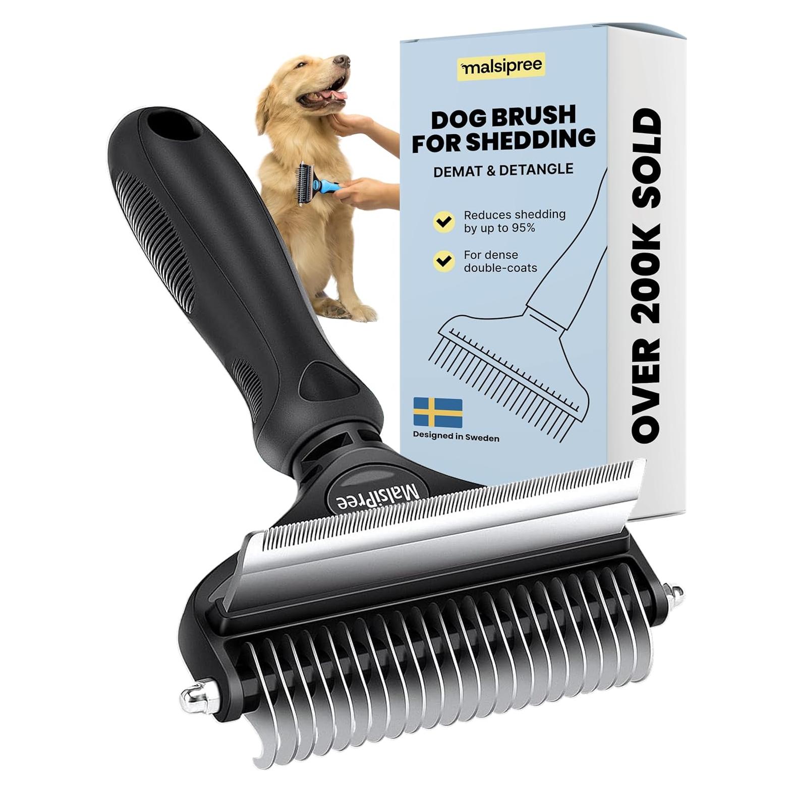 Cepillo Deshedding MalsiPree 2 en 1 para Perros Medianos y Grandes