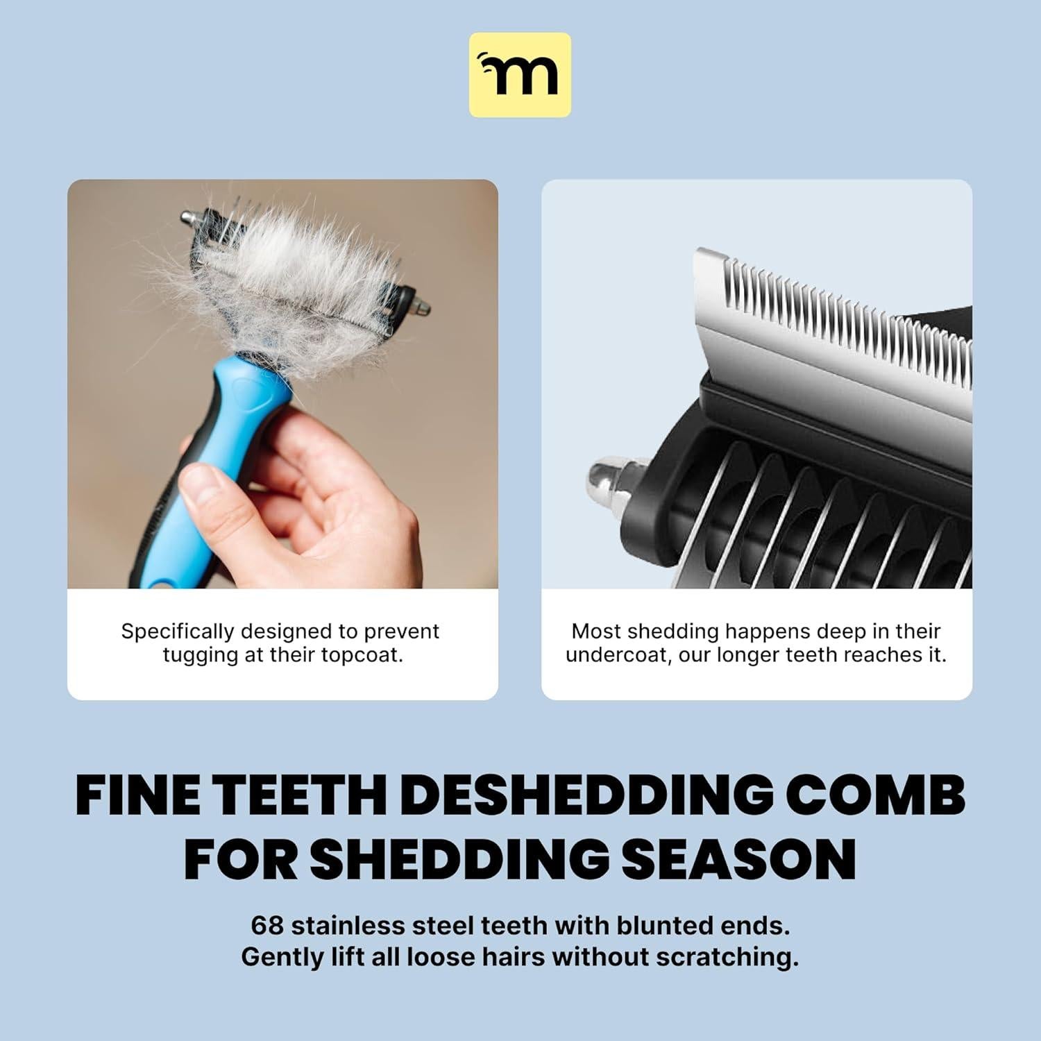 Cepillo Deshedding MalsiPree 2 en 1 para Perros Medianos y Grandes