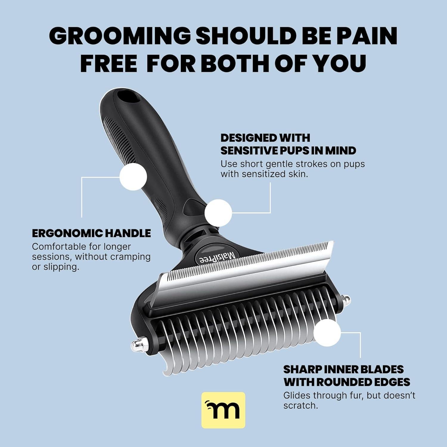 Cepillo Deshedding MalsiPree 2 en 1 para Perros Medianos y Grandes