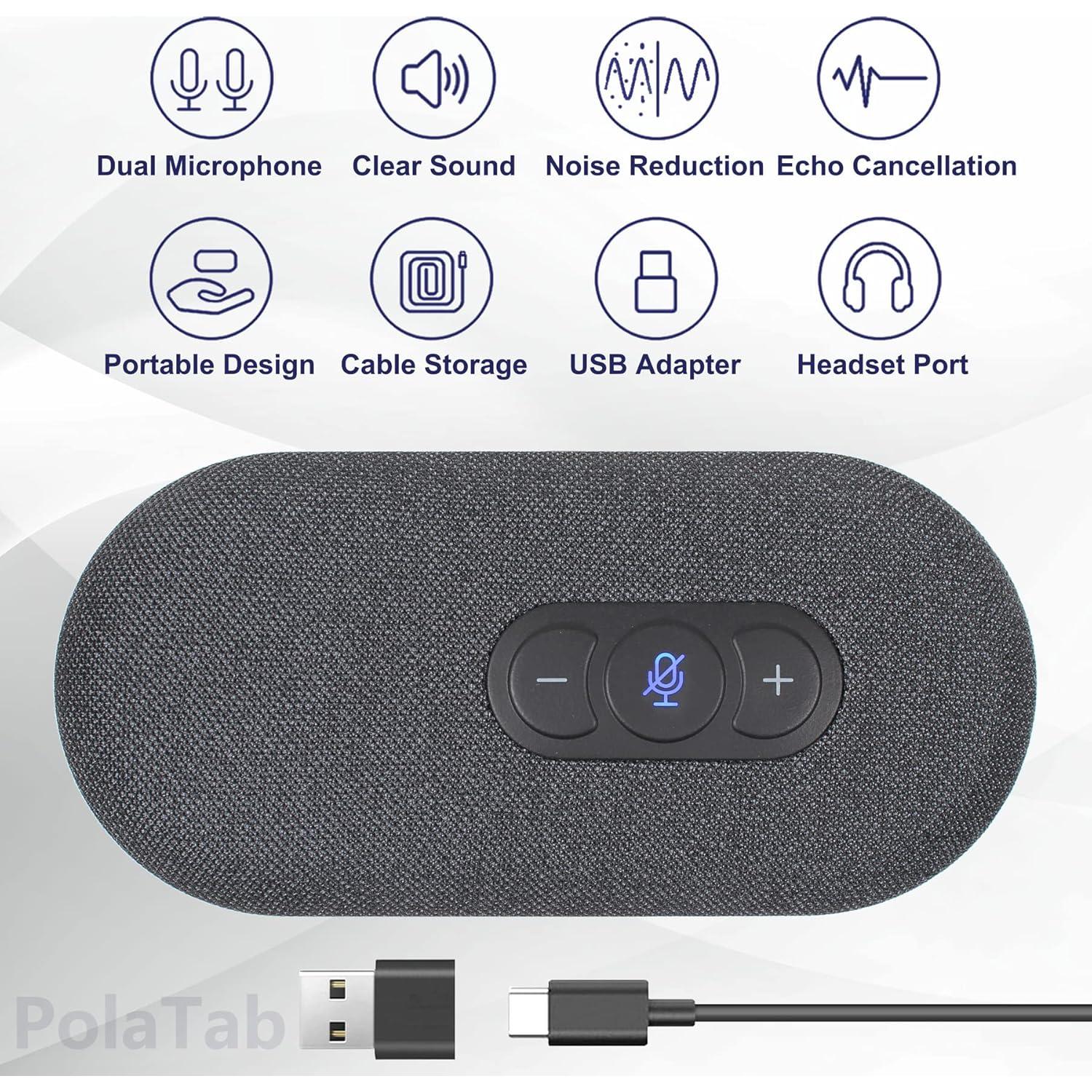 Altavoz USB PolaTab PT-S58 con Micrófono 360° y Cancelación de Ruido