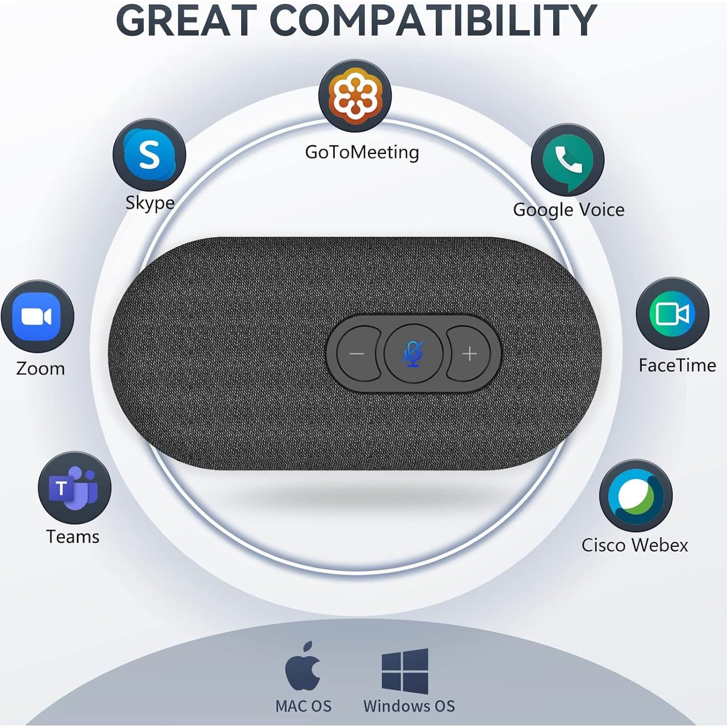 Altavoz USB PolaTab PT-S58 con Micrófono 360° y Cancelación de Ruido