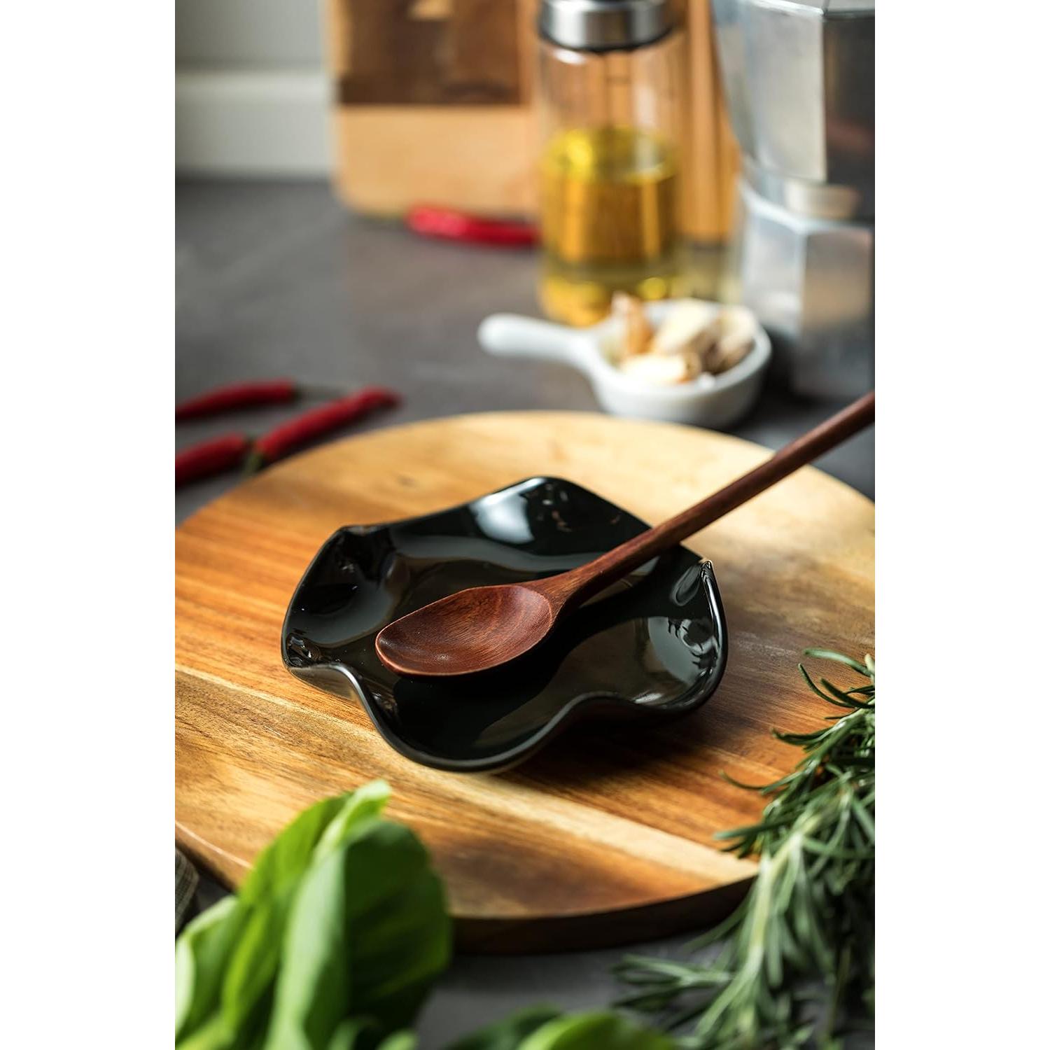Soporte para Cucharas de Cerámica Miamolo Negro 13.5 cm
