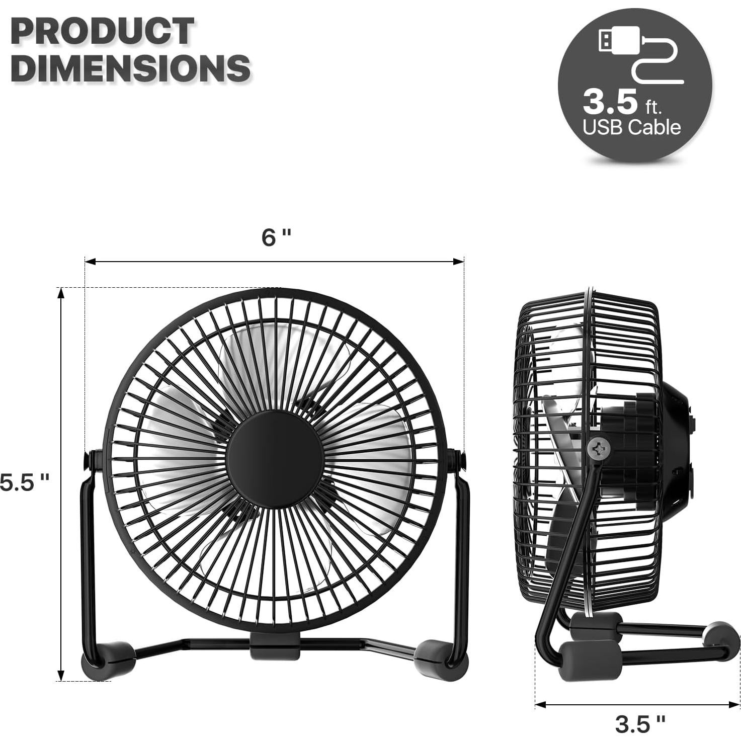 Ventilador de Escritorio USB Mollie A25-TBF-001 10.16 cm Negro