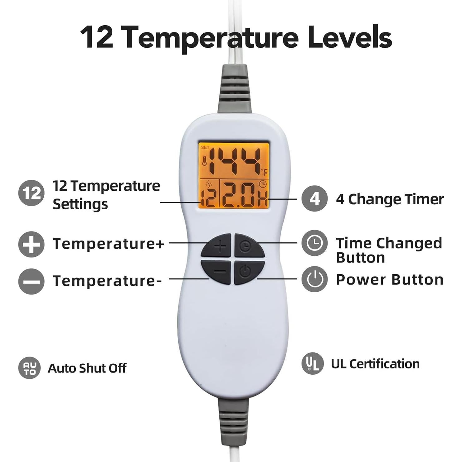 Almohadilla Térmica Ambershine 19x24" con Peso 1.13kg 12 Niveles