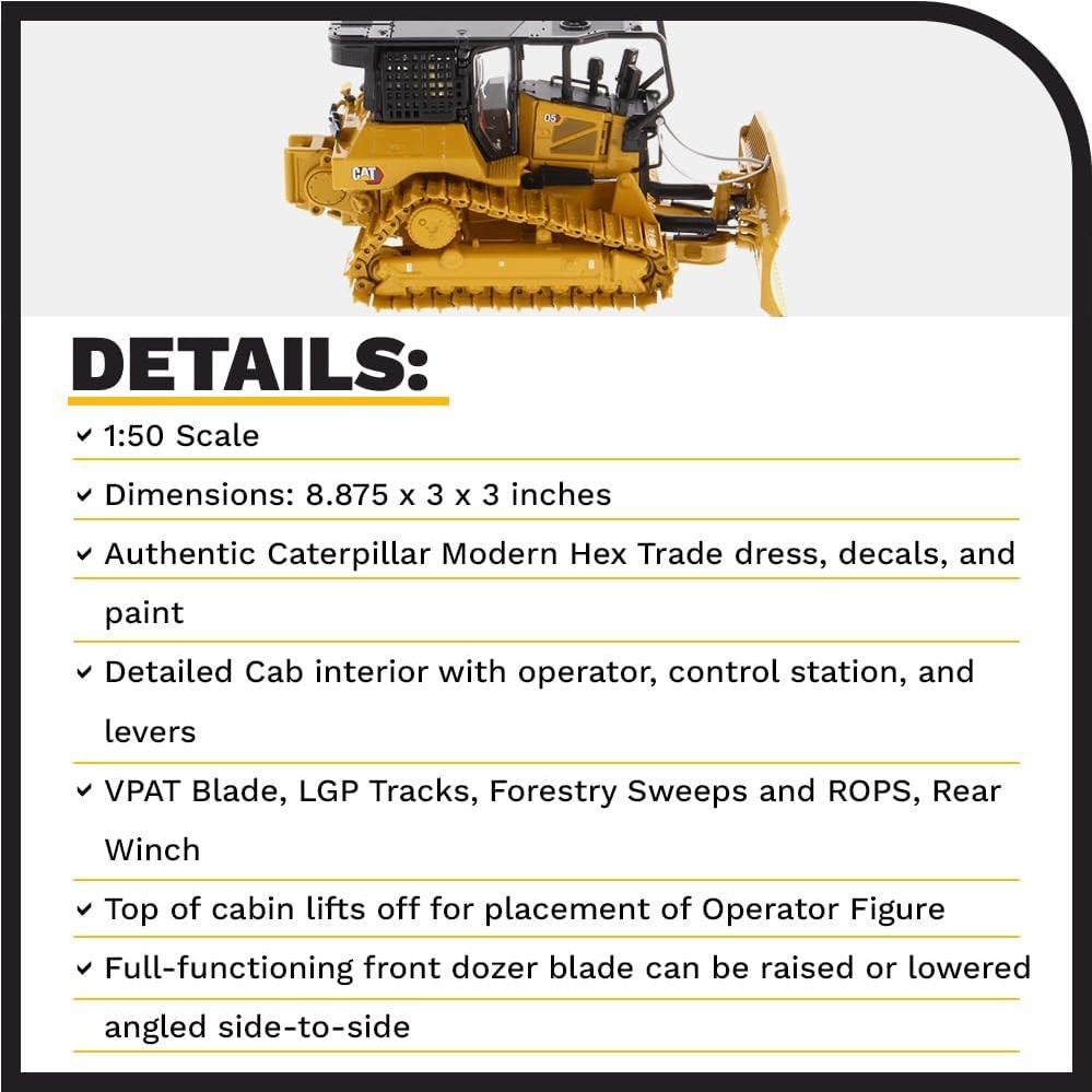 Caterpillar D5 LGP Dozer Diecast Masters 1:50 Detalles Realistas