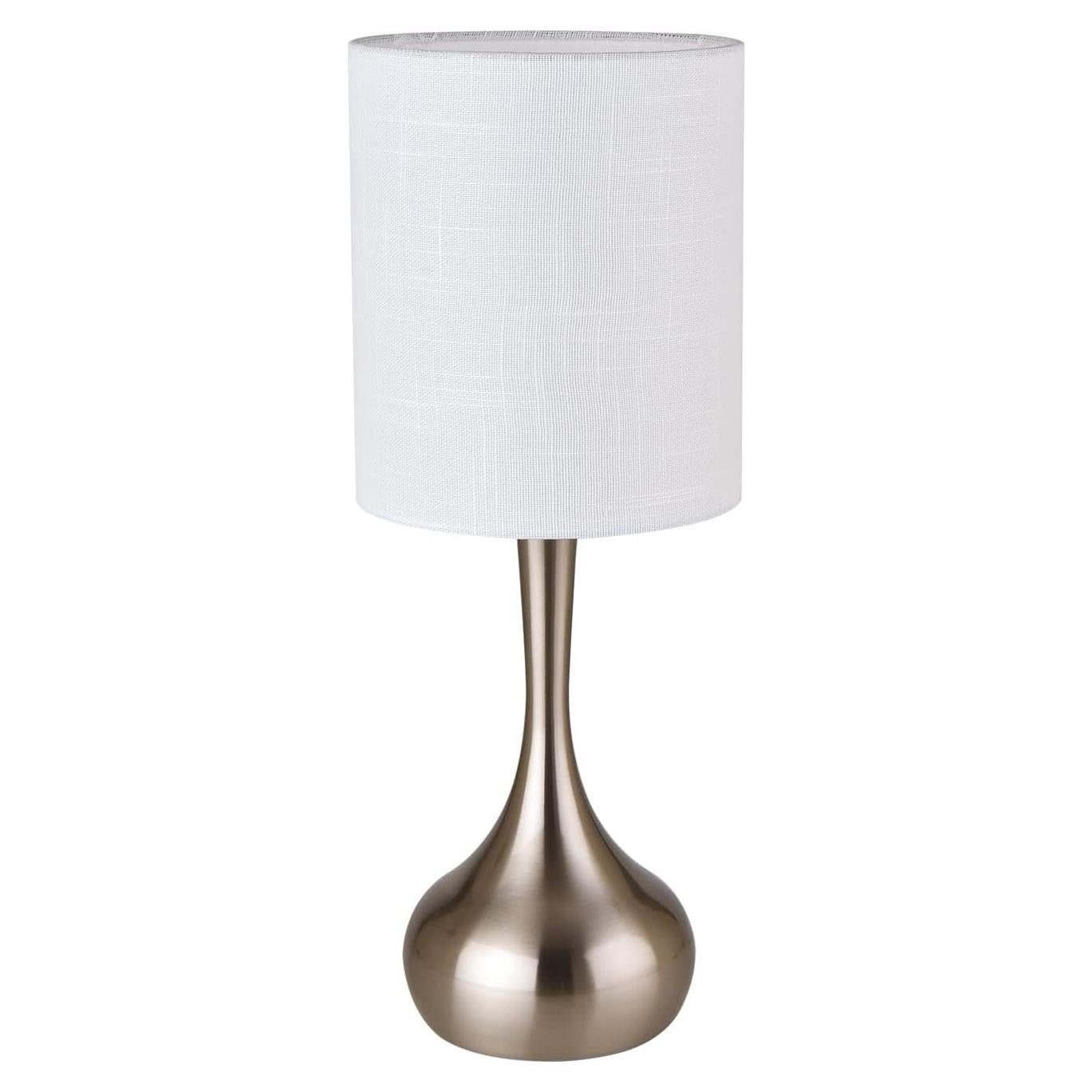 Lámpara de Mesa KUNJOULAM Plateada 43.9 cm Lino Cilíndrica