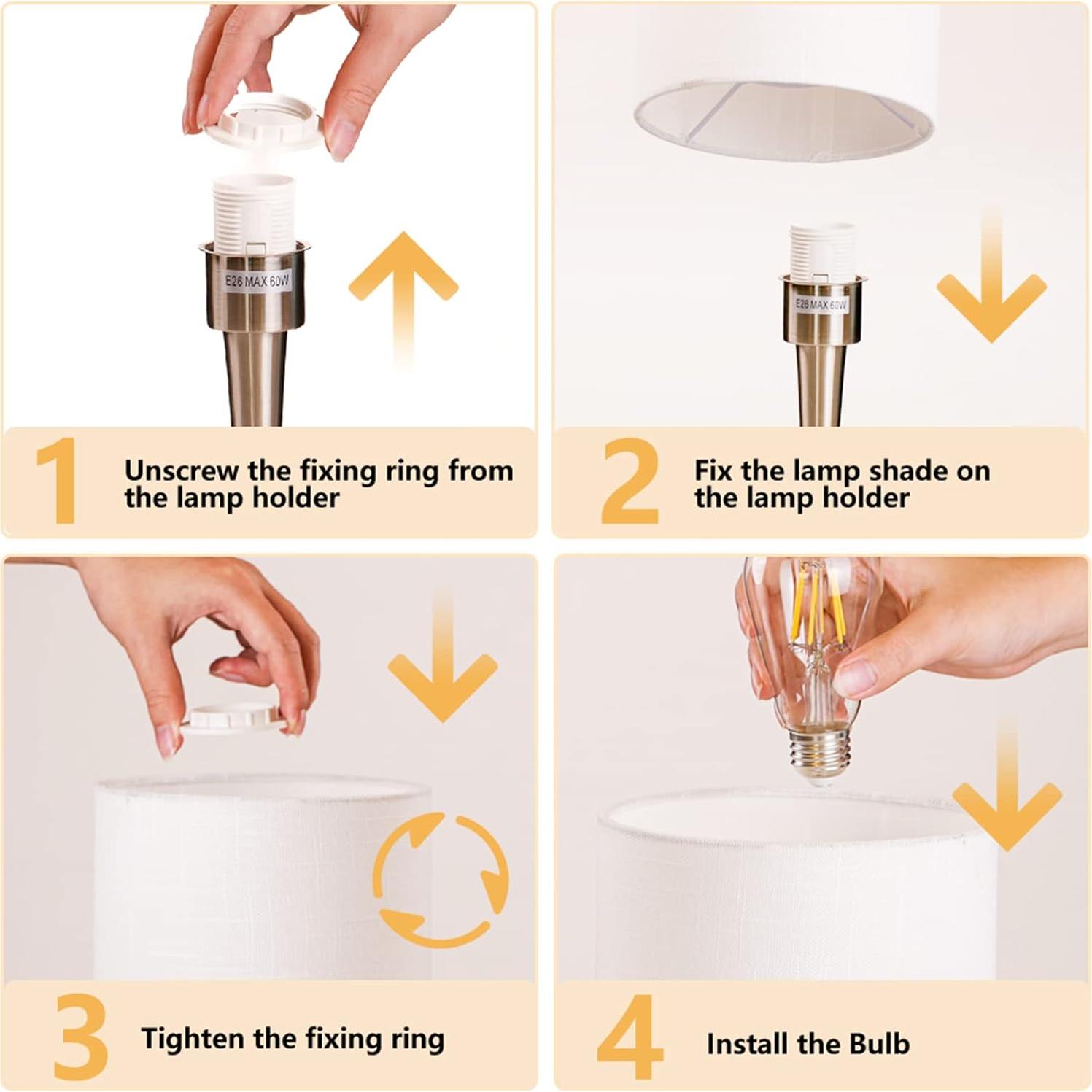 Lámpara de Mesa KUNJOULAM Plateada 43.9 cm Lino Cilíndrica