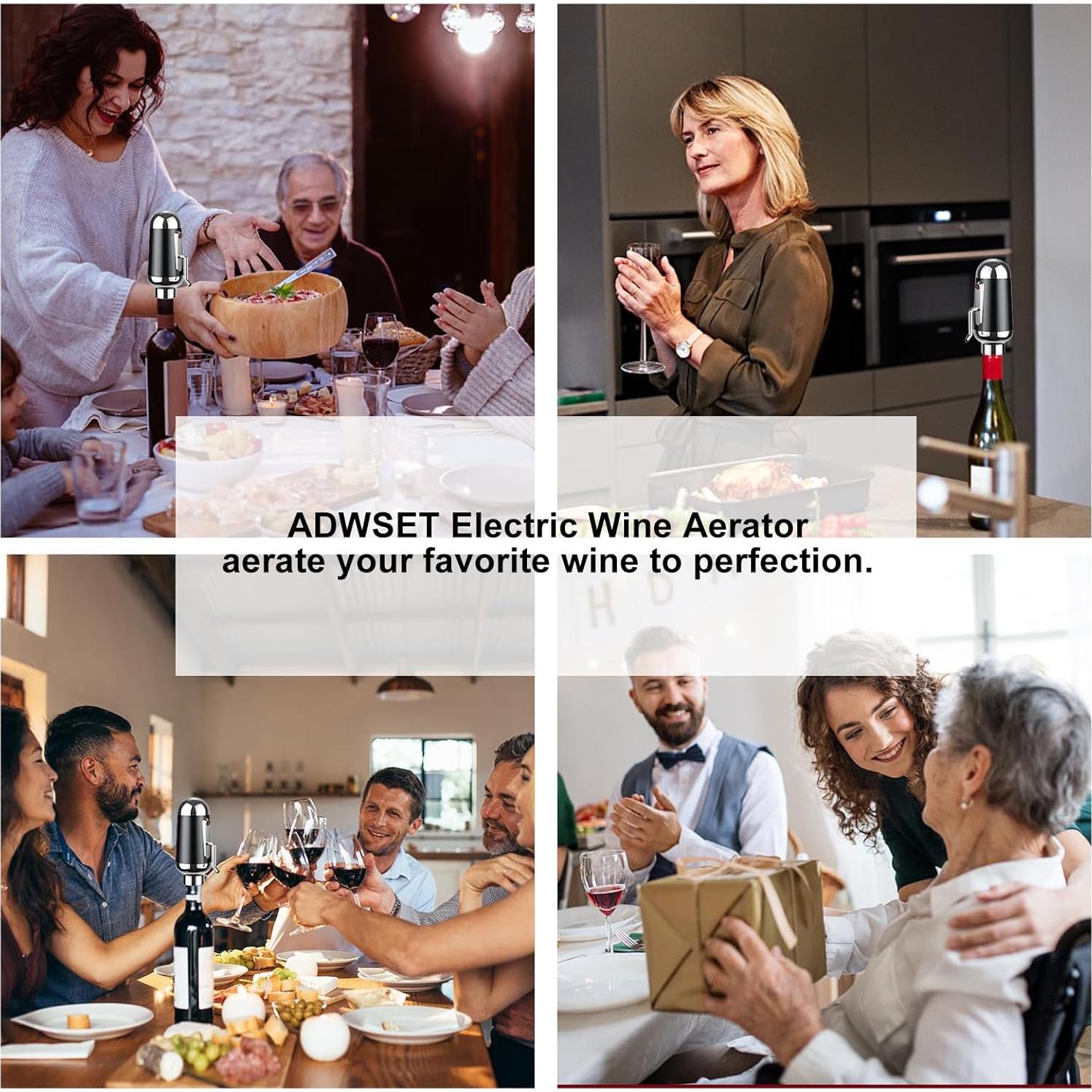Decantador de vino eléctrico ADWSET con aireador 18L Negro