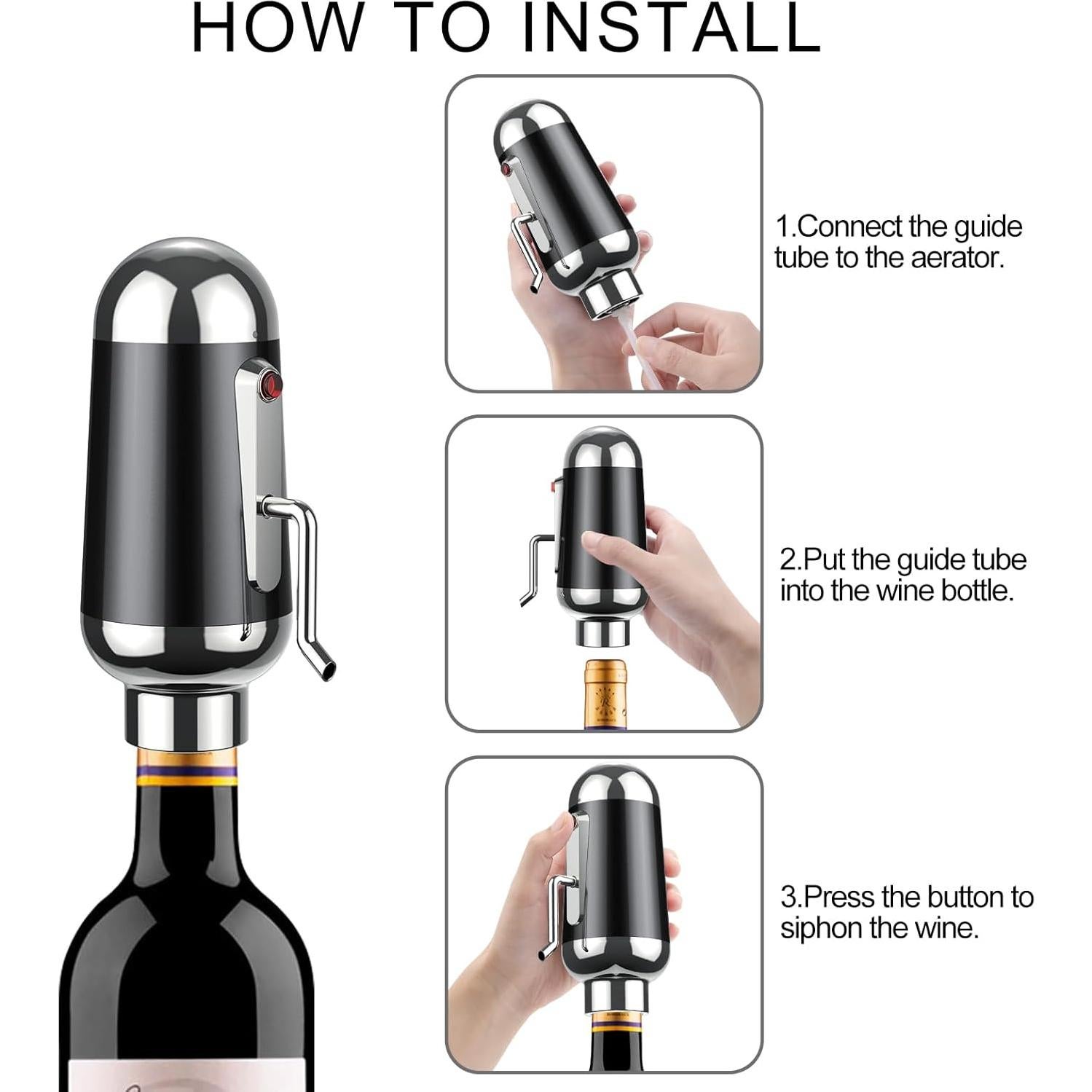 Decantador de vino eléctrico ADWSET con aireador 18L Negro