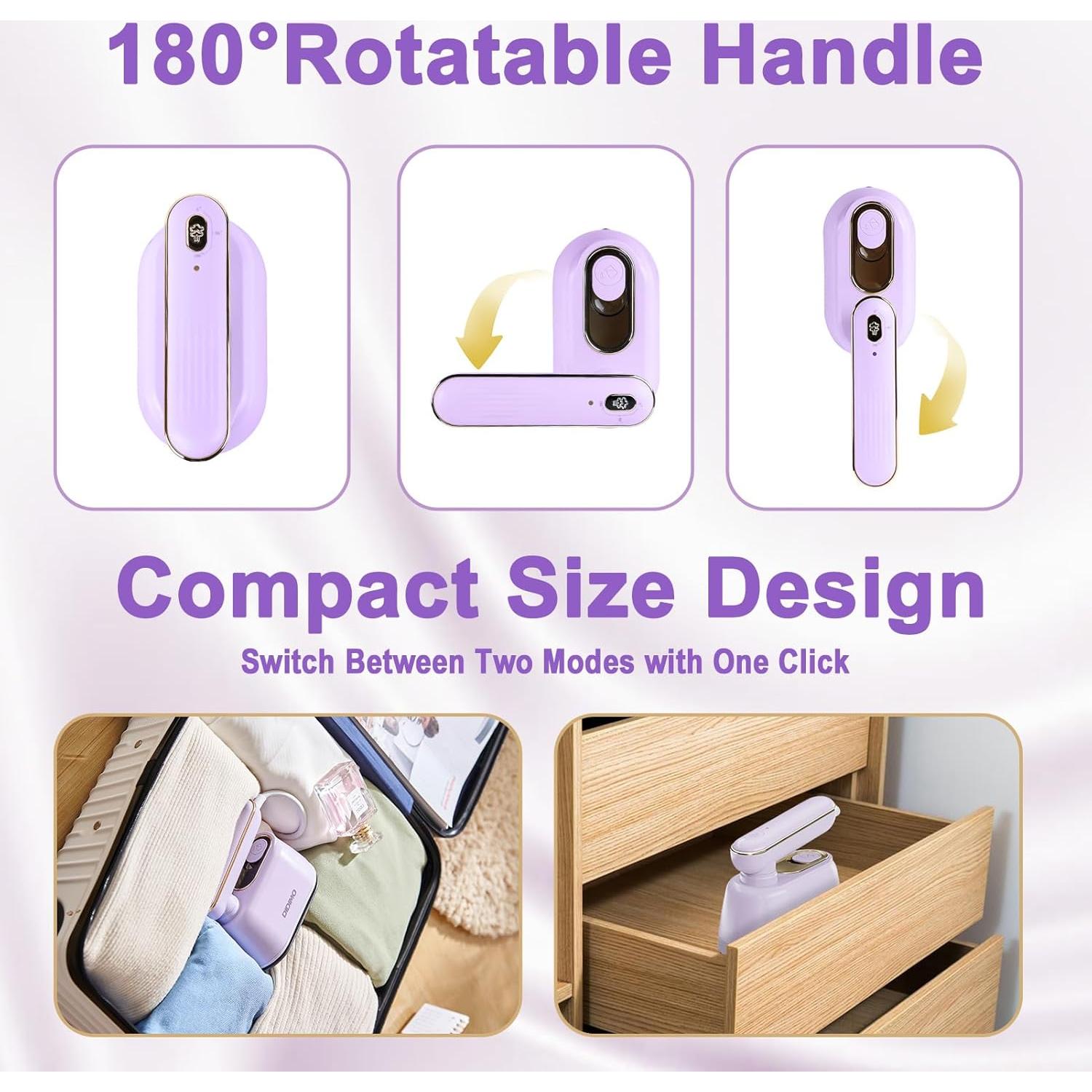 Plancha de Viaje DiDimo 2 en 1 Portátil 1000W 120ml Púrpura