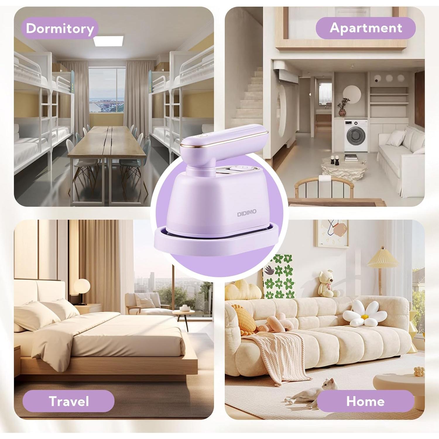 Plancha de Viaje DiDimo 2 en 1 Portátil 1000W 120ml Púrpura