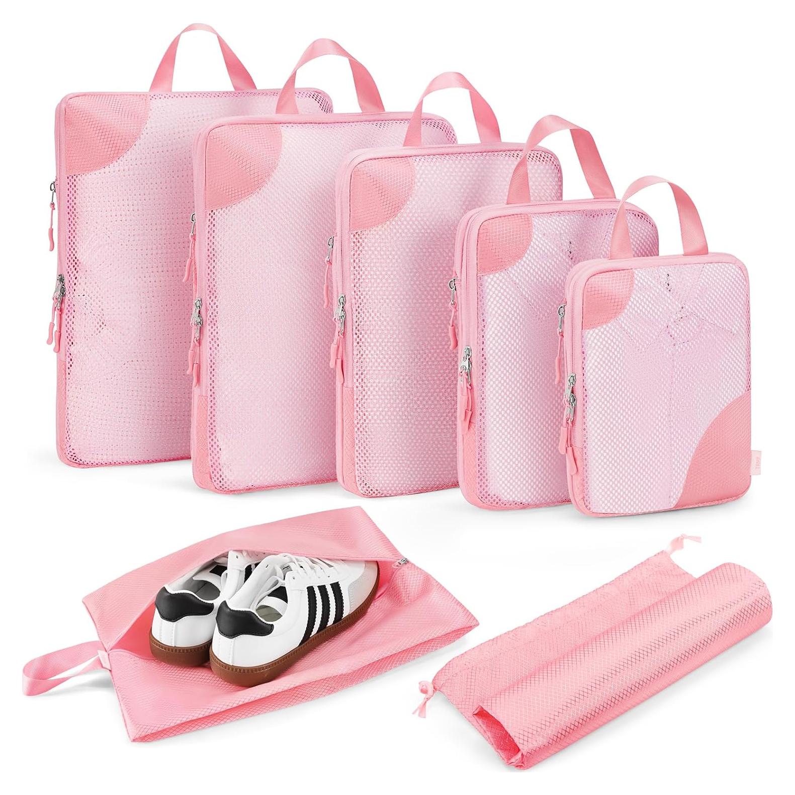 Set de 7 Cubos de Compresión TRMFUSA Rosa para Viaje