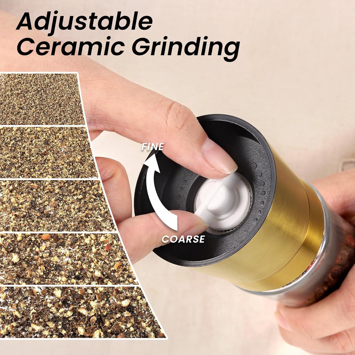 Juego de Molinillos de Sal y Pimienta VEVOK CHEF Oro 180ml