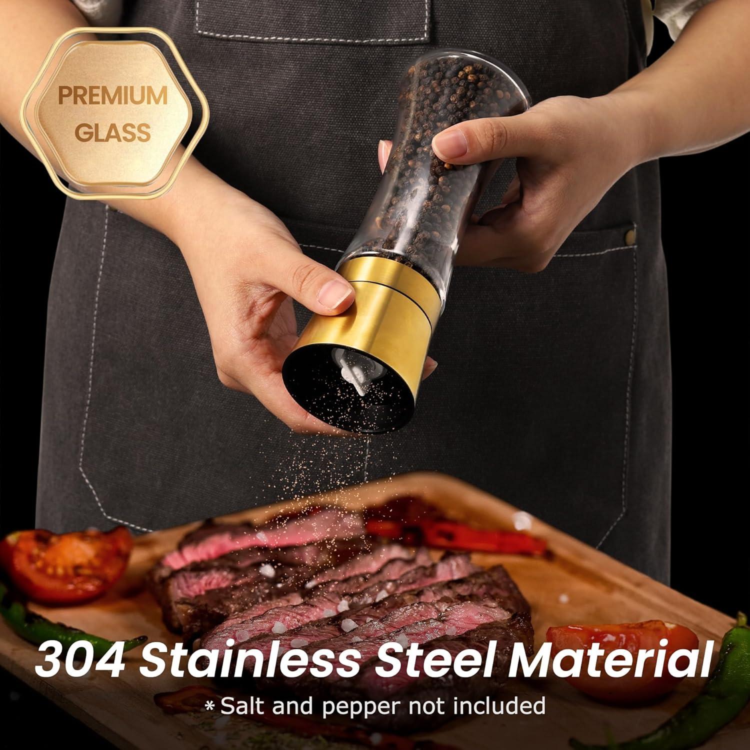 Juego de Molinillos de Sal y Pimienta VEVOK CHEF Oro 180ml