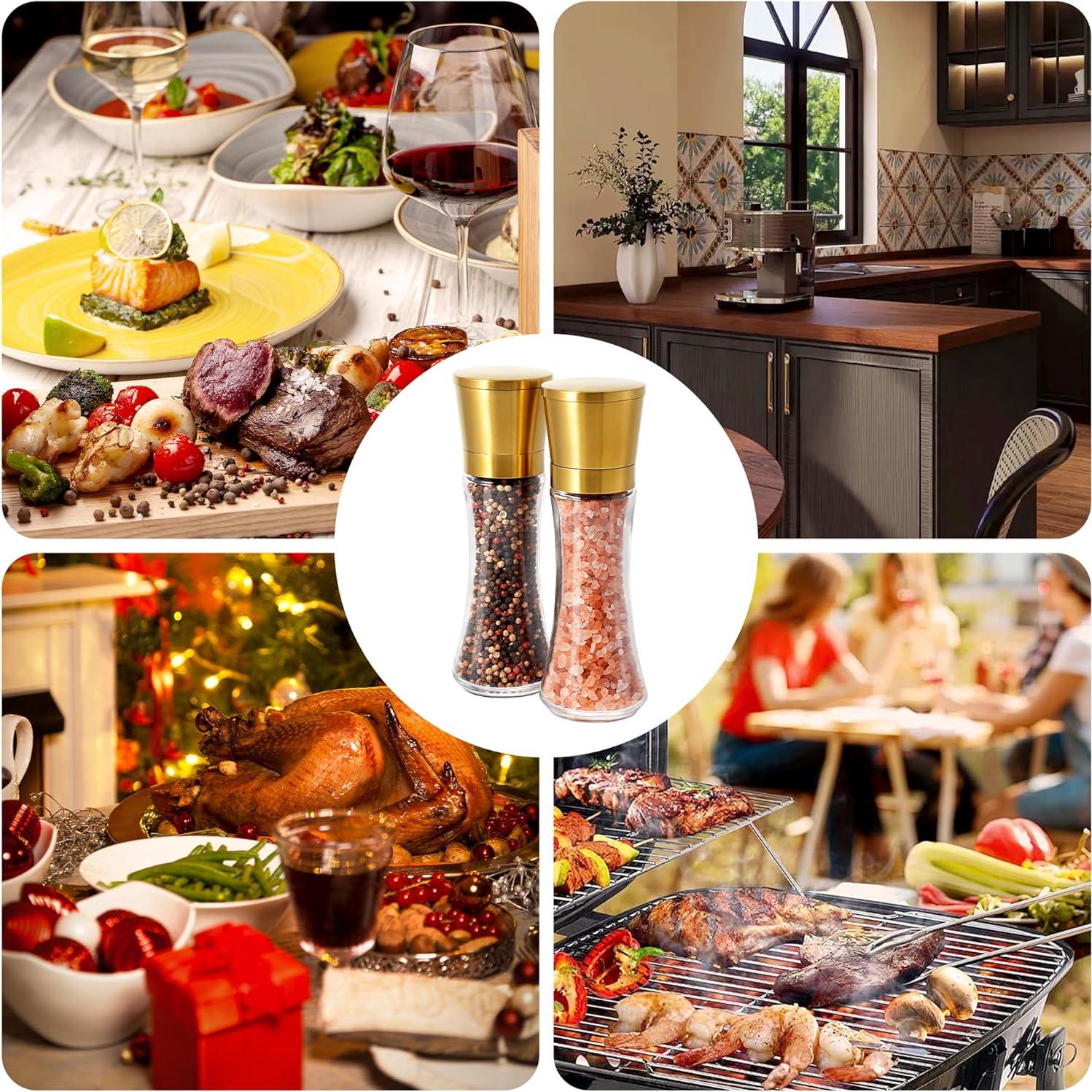 Juego de Molinillos de Sal y Pimienta VEVOK CHEF Oro 180ml