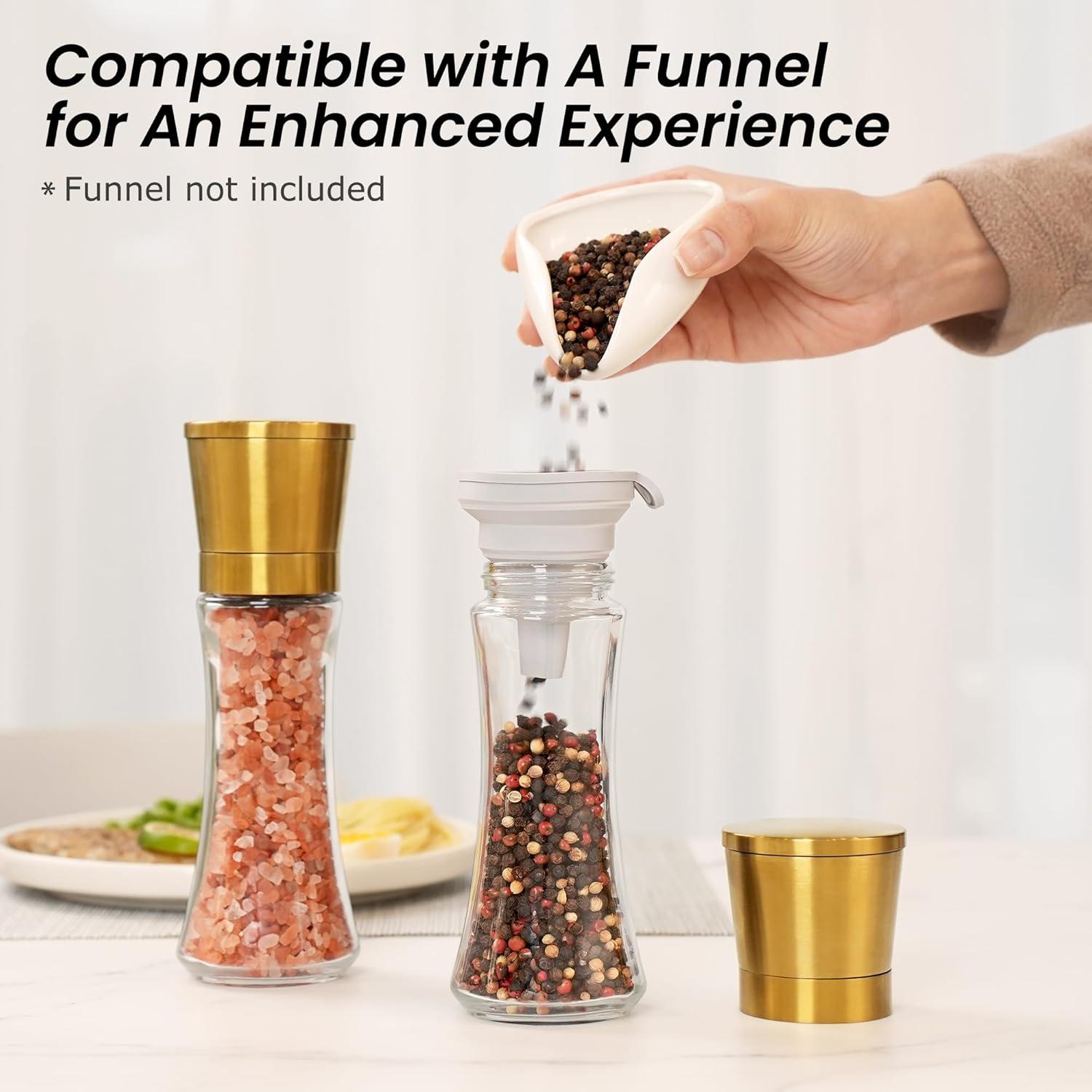 Juego de Molinillos de Sal y Pimienta VEVOK CHEF Oro 180ml