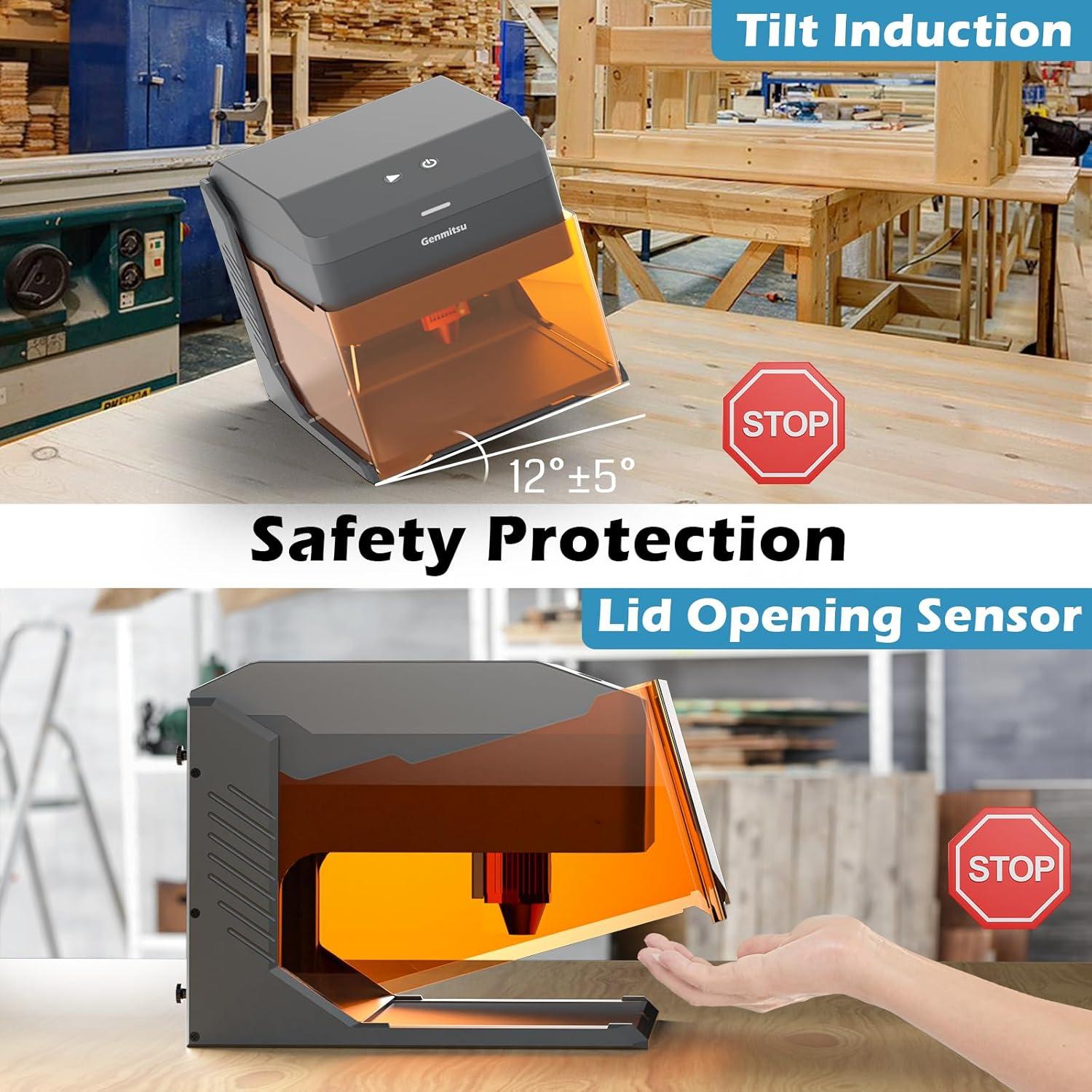 Kiosk 2.5W Laser Engraver, Light Weight & Portable Laser Engraver Machine, Home Laser Cutter with Acrylic Enclosure for DIY Wood/Leather, 3.9 x 3.9inch Engraving Area, Laser Safety Class 1