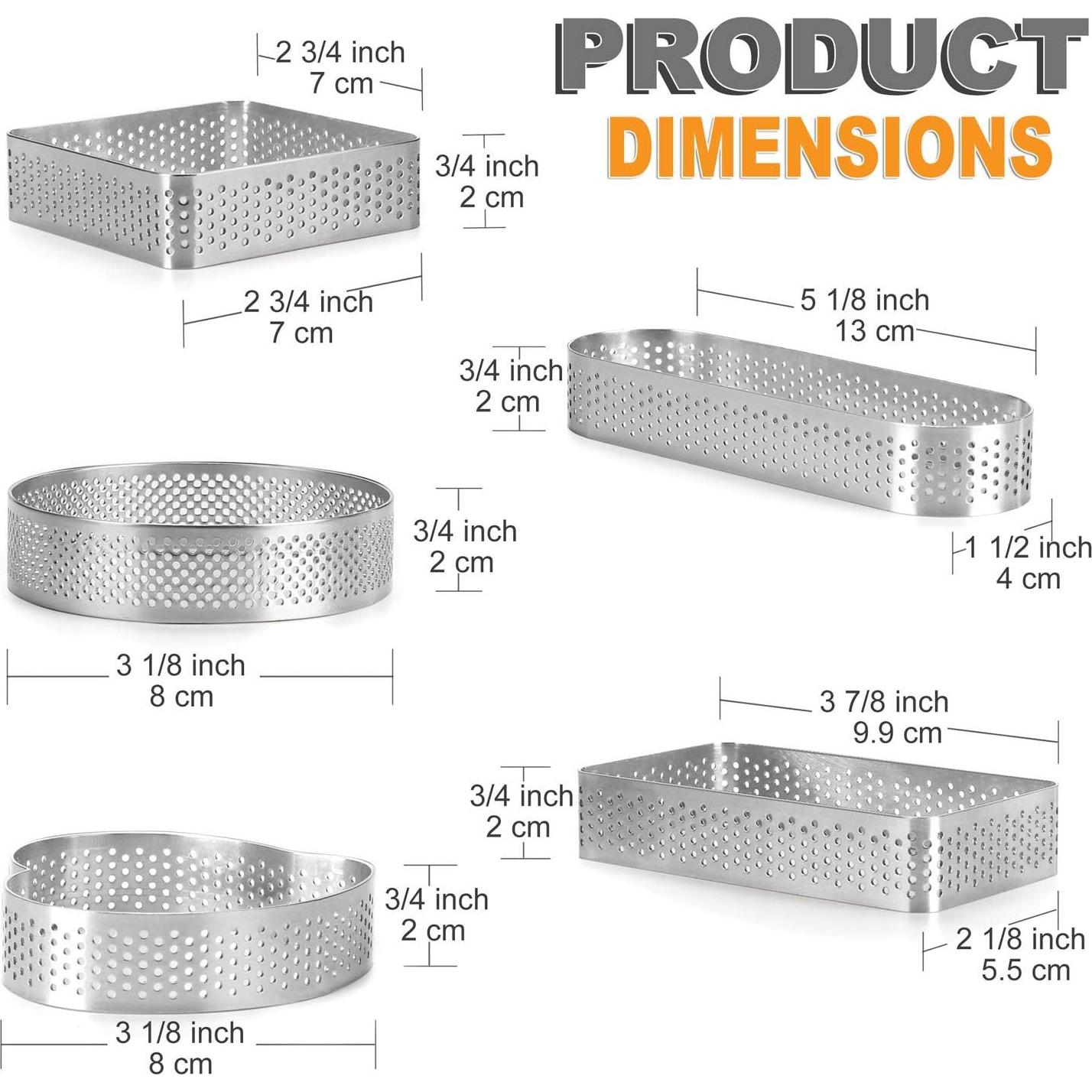 Anillo de Tarta FANGSUN 5 Formas Acero Inoxidable 20.32cm