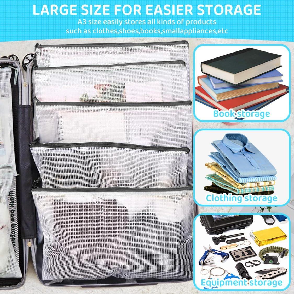 24 Bolsas de Cremallera de Malla A3 YOPCDJ 43x30 cm Negro