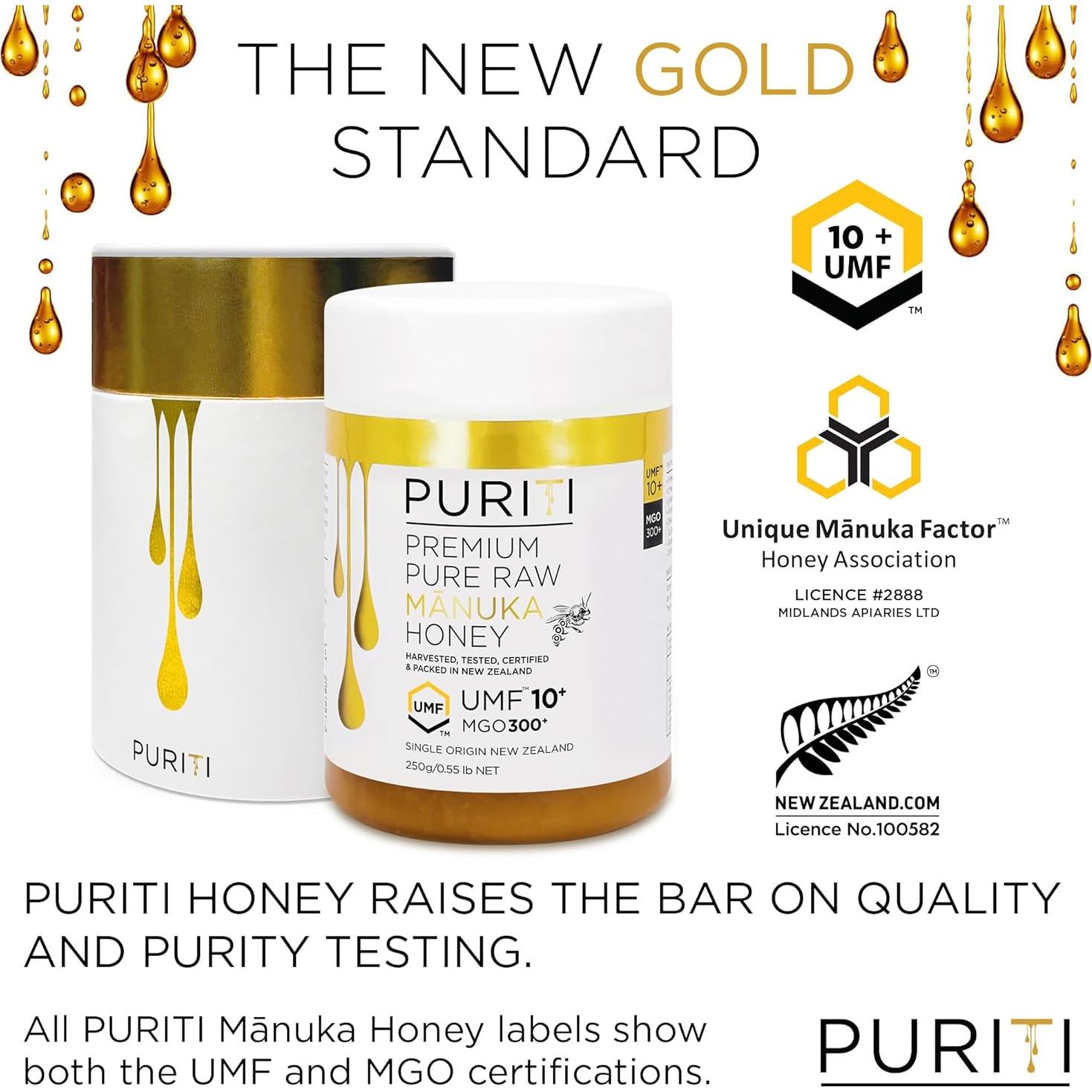 Miel de Manuka PURITI MGO 300+ UMF 10+ 250g Cruda Nueva Zelanda