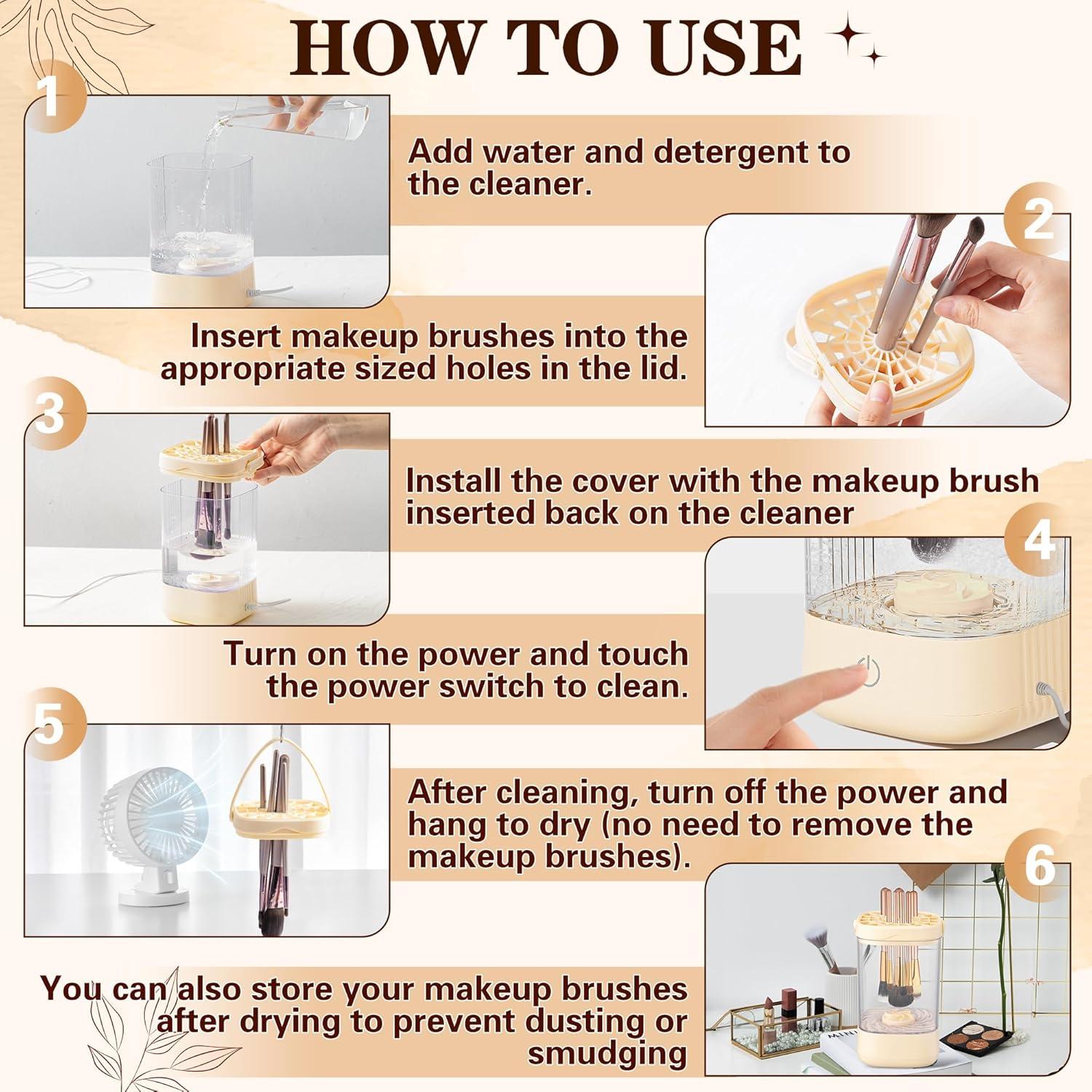 Limpiador Eléctrico de Brochas de Maquillaje GQIRIL Beige